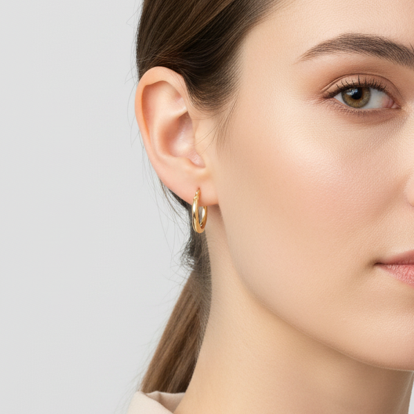 14K Yellow Gold Tube Hoop Earrings