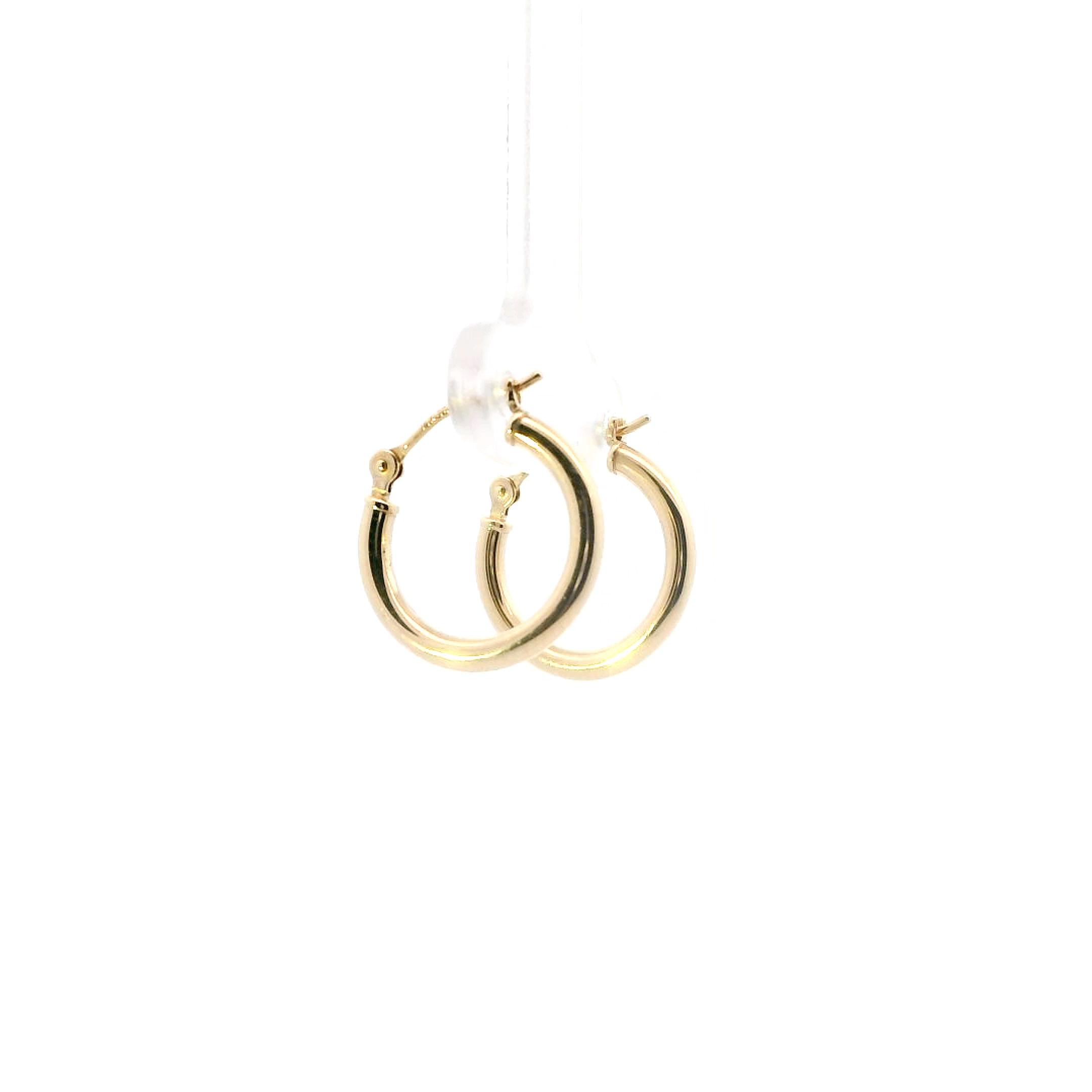 14K Yellow Gold Tube Hoop Earrings