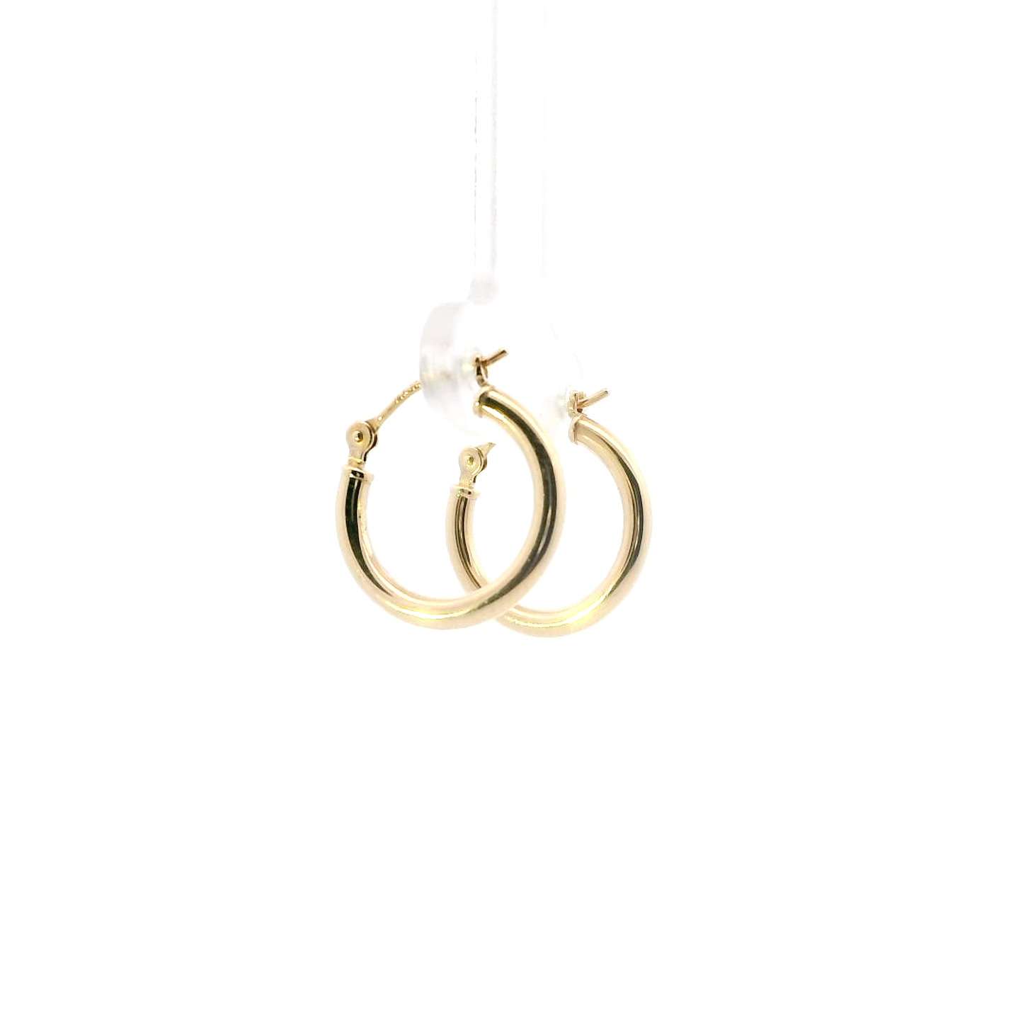 14K Yellow Gold Tube Hoop Earrings
