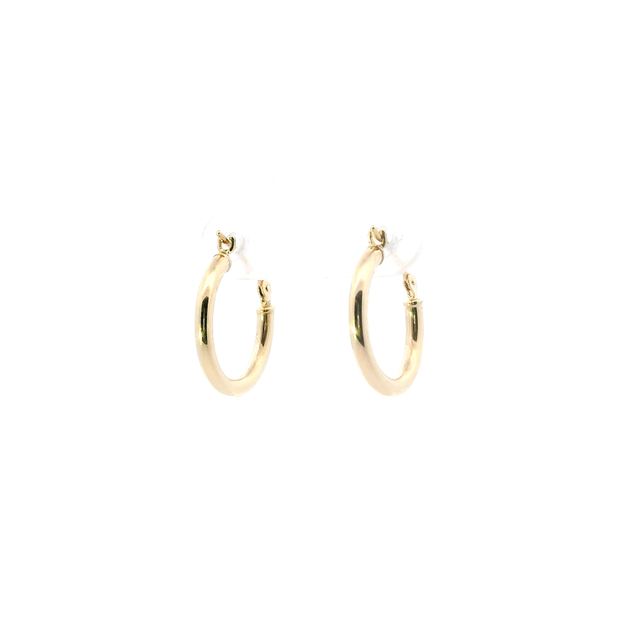 14K Yellow Gold Tube Hoop Earrings