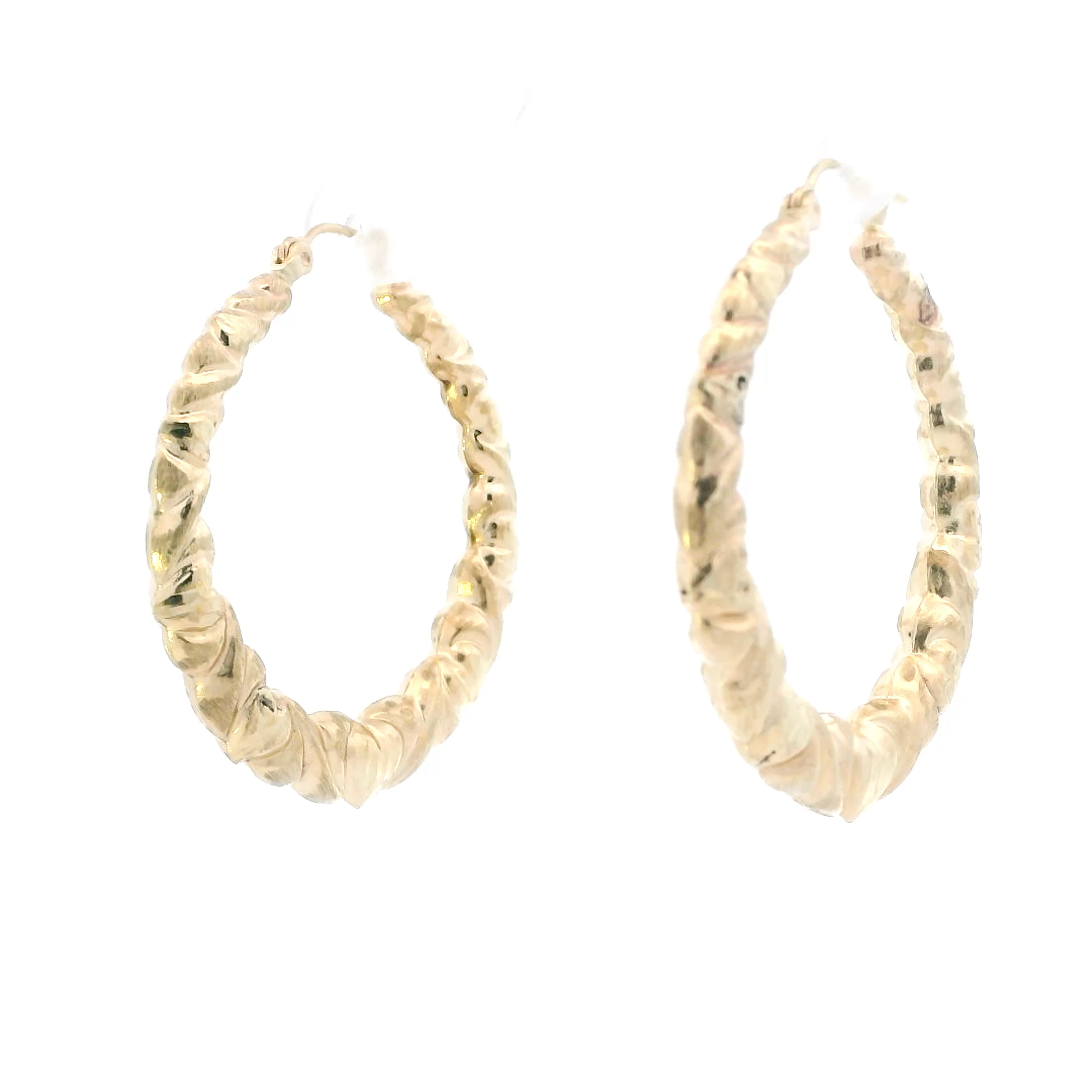10K Yellow Gold Xo Heart Bamboo Earrings