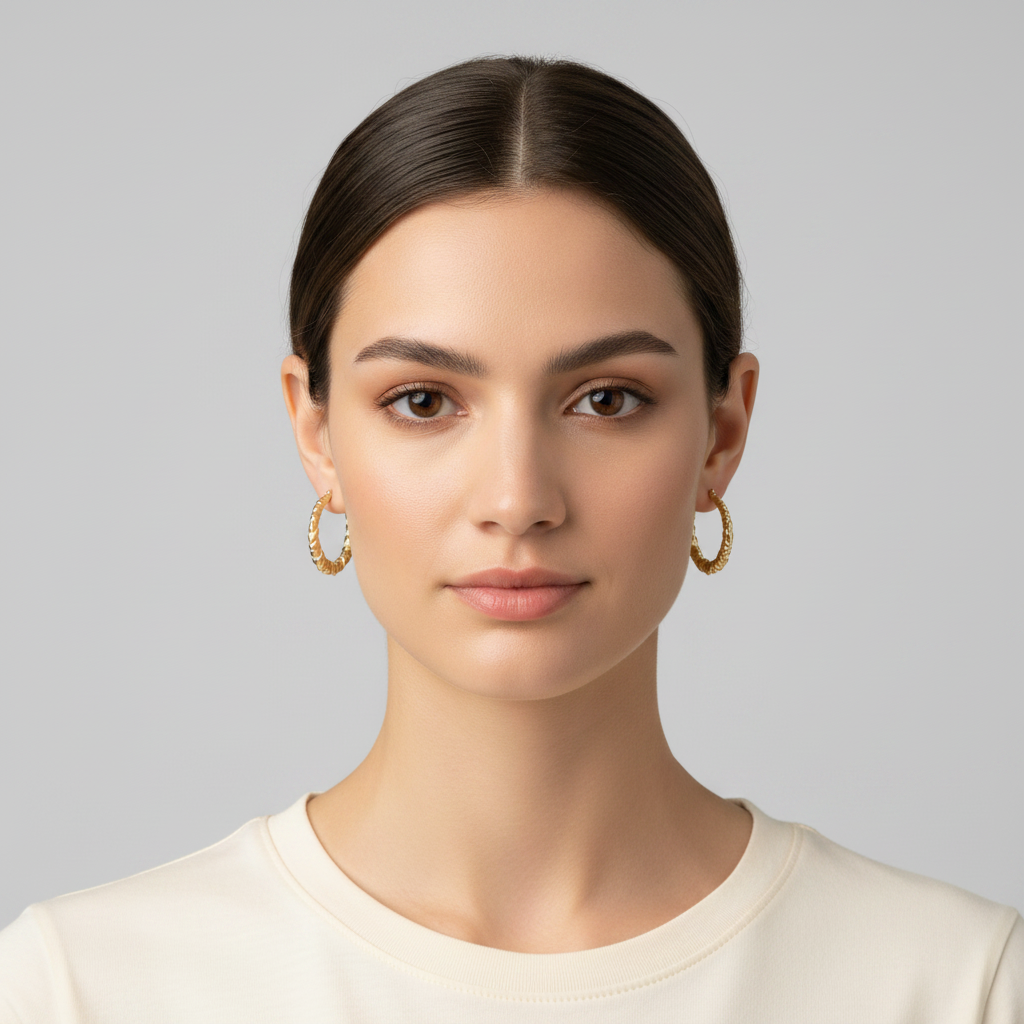 10K Yellow Gold Xo Heart Bamboo Earrings