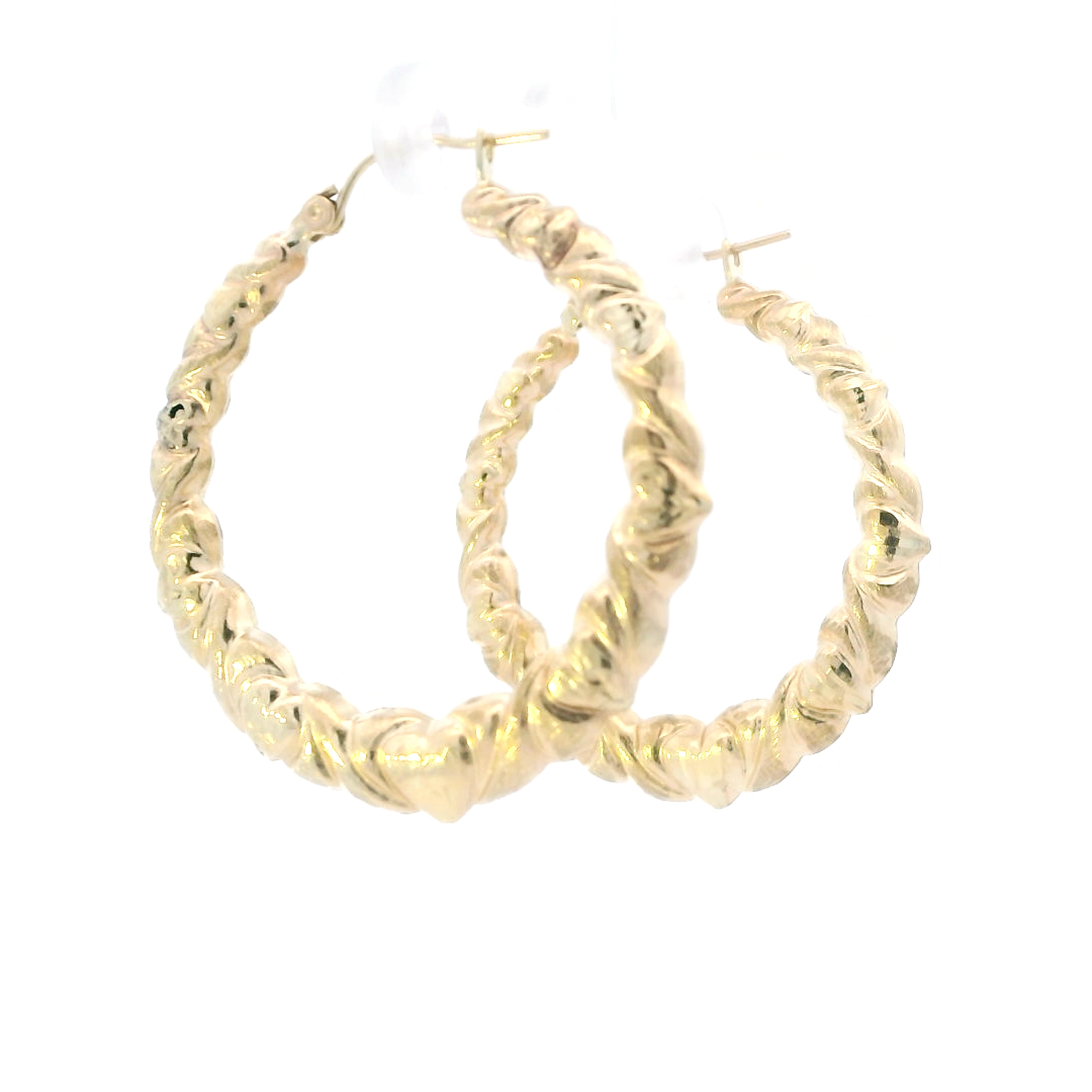 10K Yellow Gold Xo Heart Bamboo Earrings