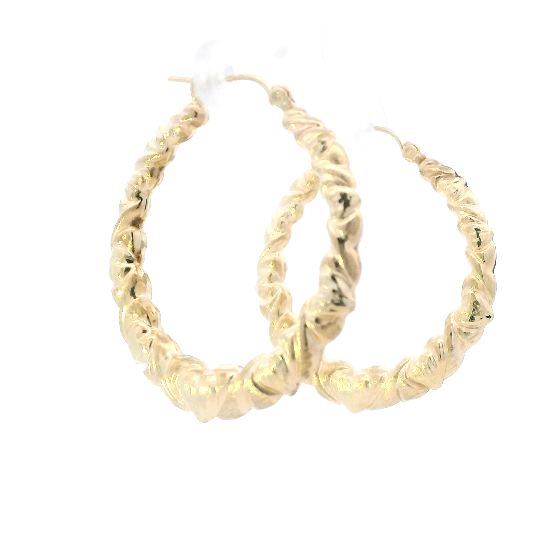 10K Yellow Gold Xo Heart Bamboo Earrings