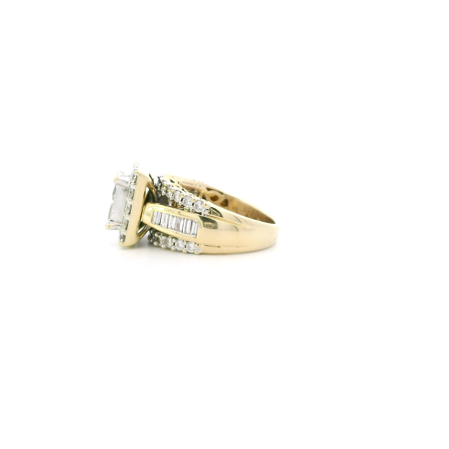 14K Yellow Gold Square Diamond Womens Ring - 2.44ct
