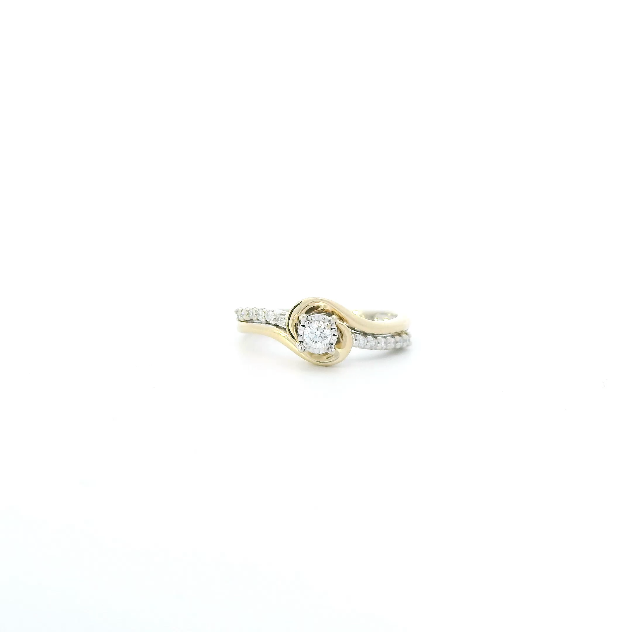 14K Yellow & White Gold Diamond Womens Ring - 0.21ct