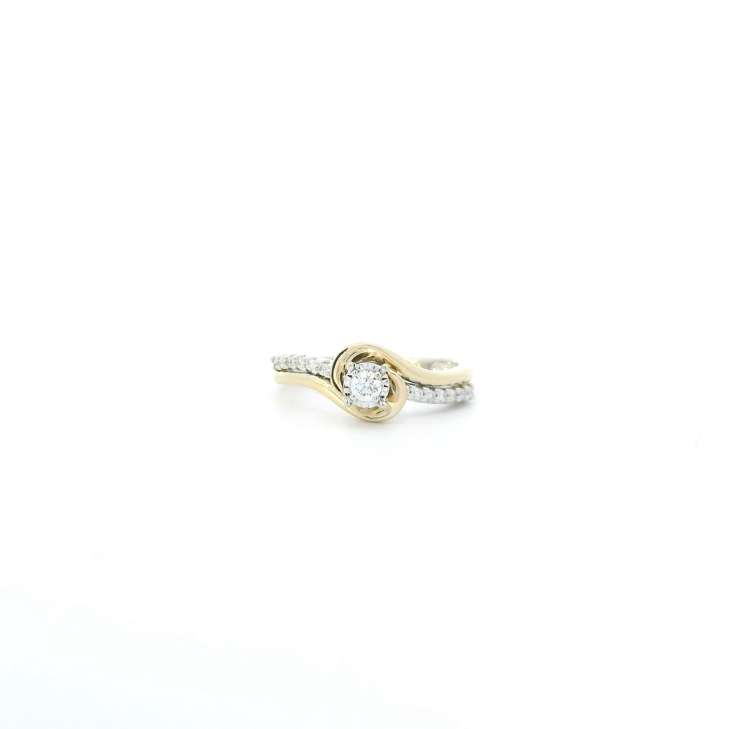 14K Yellow & White Gold Diamond Womens Ring - 0.21ct