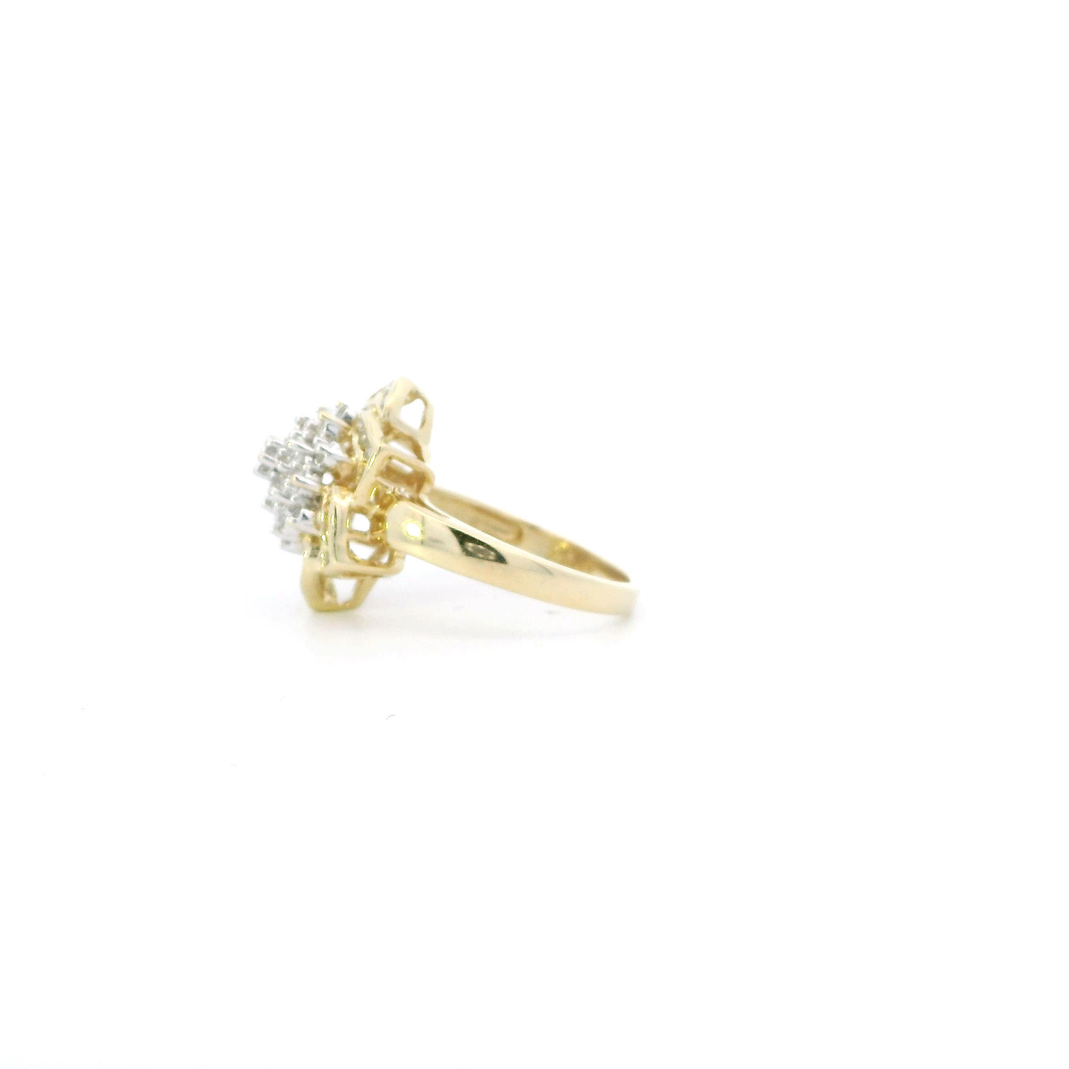 14K Yellow Gold Diamond Flower Ring - 0.05ct