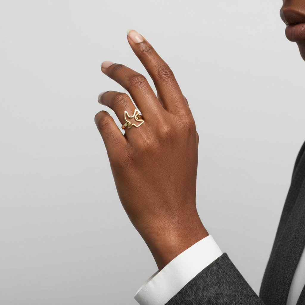 10K Yellow Gold Cut Out Dove Ring