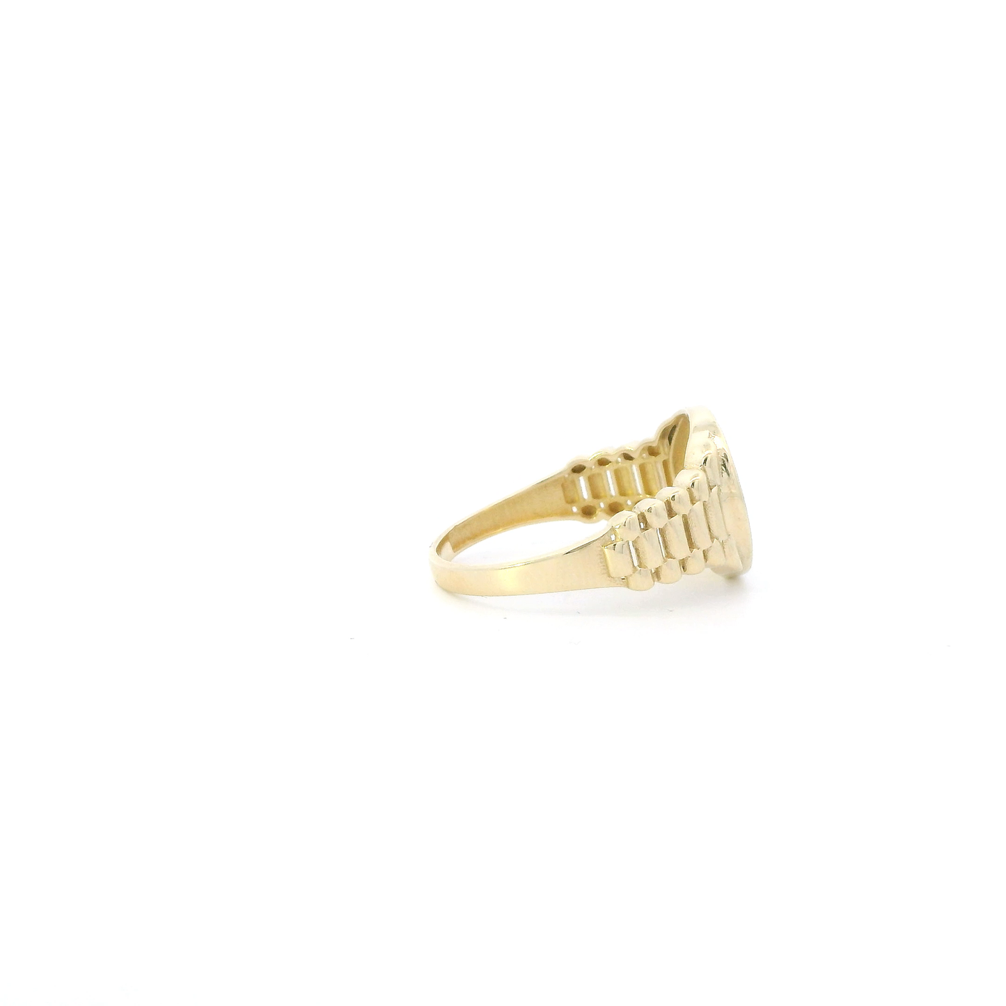 14K Yellow Gold Cz Crown Rolex Style Mens Ring