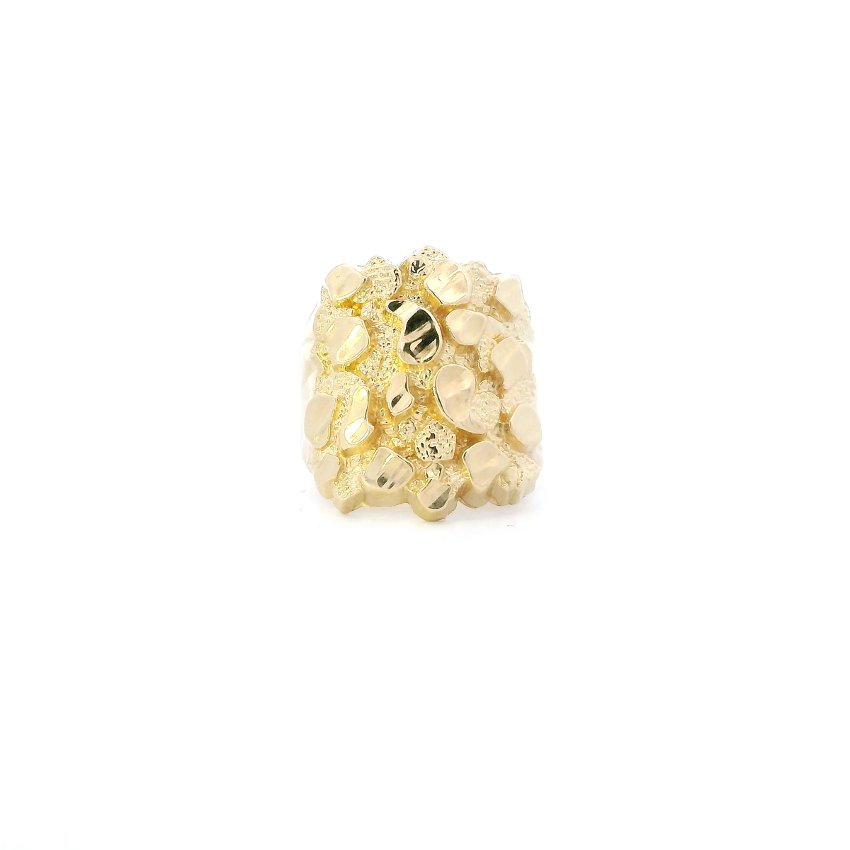 14K Yellow Gold Nugget Mens Ring