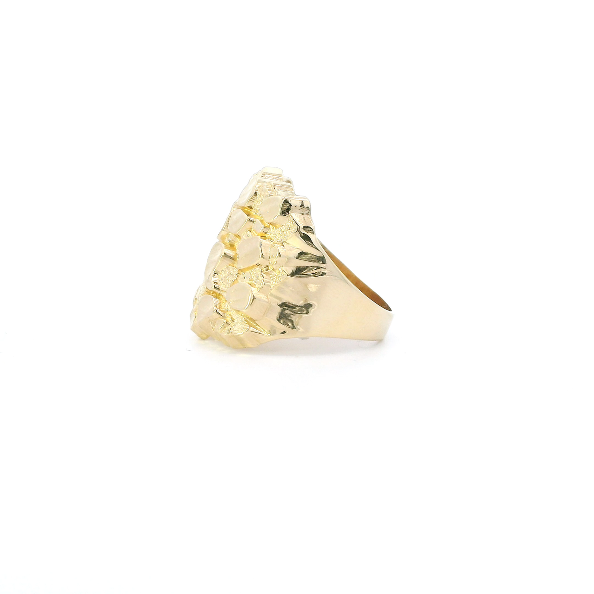 14K Yellow Gold Nugget Mens Ring