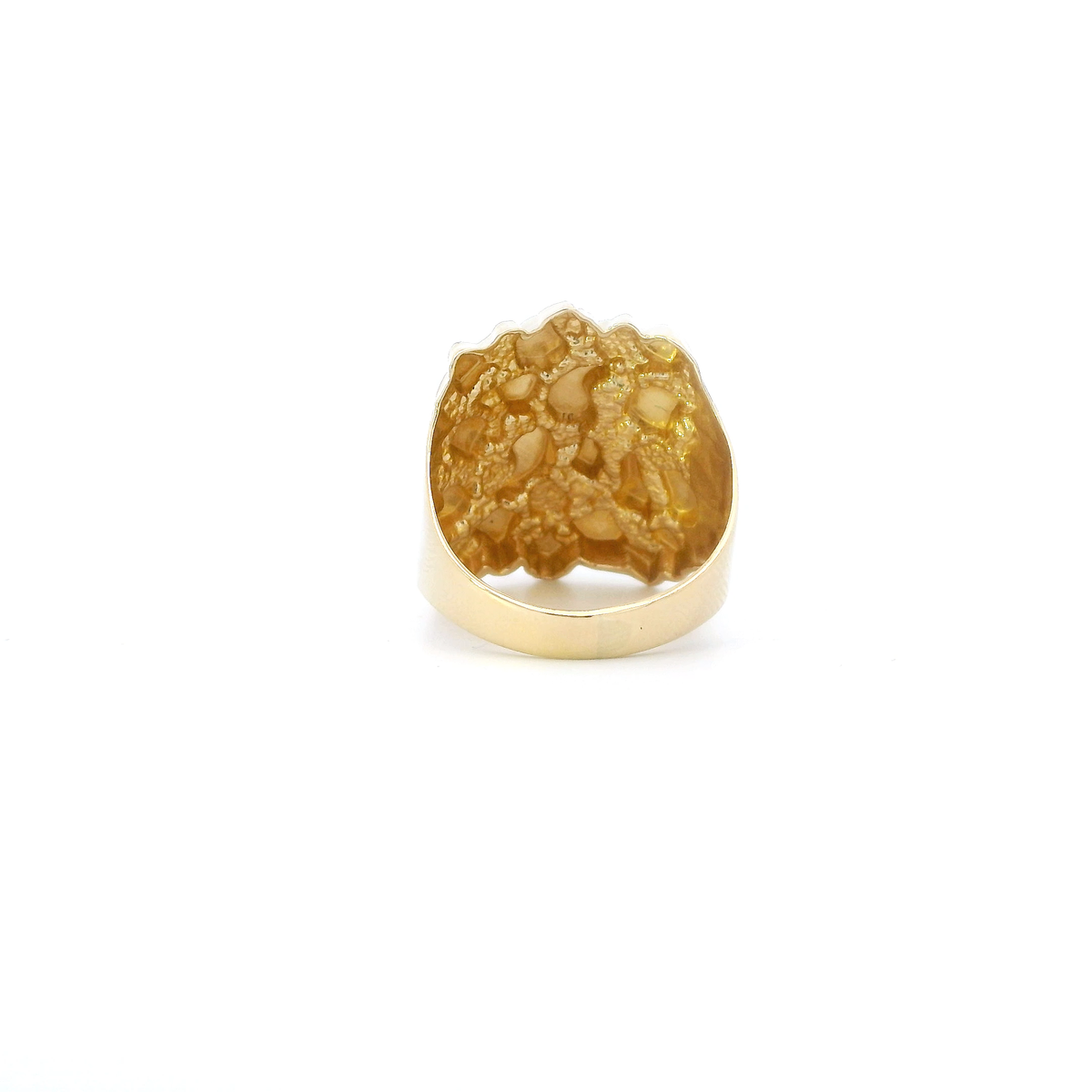 14K Yellow Gold Nugget Mens Ring