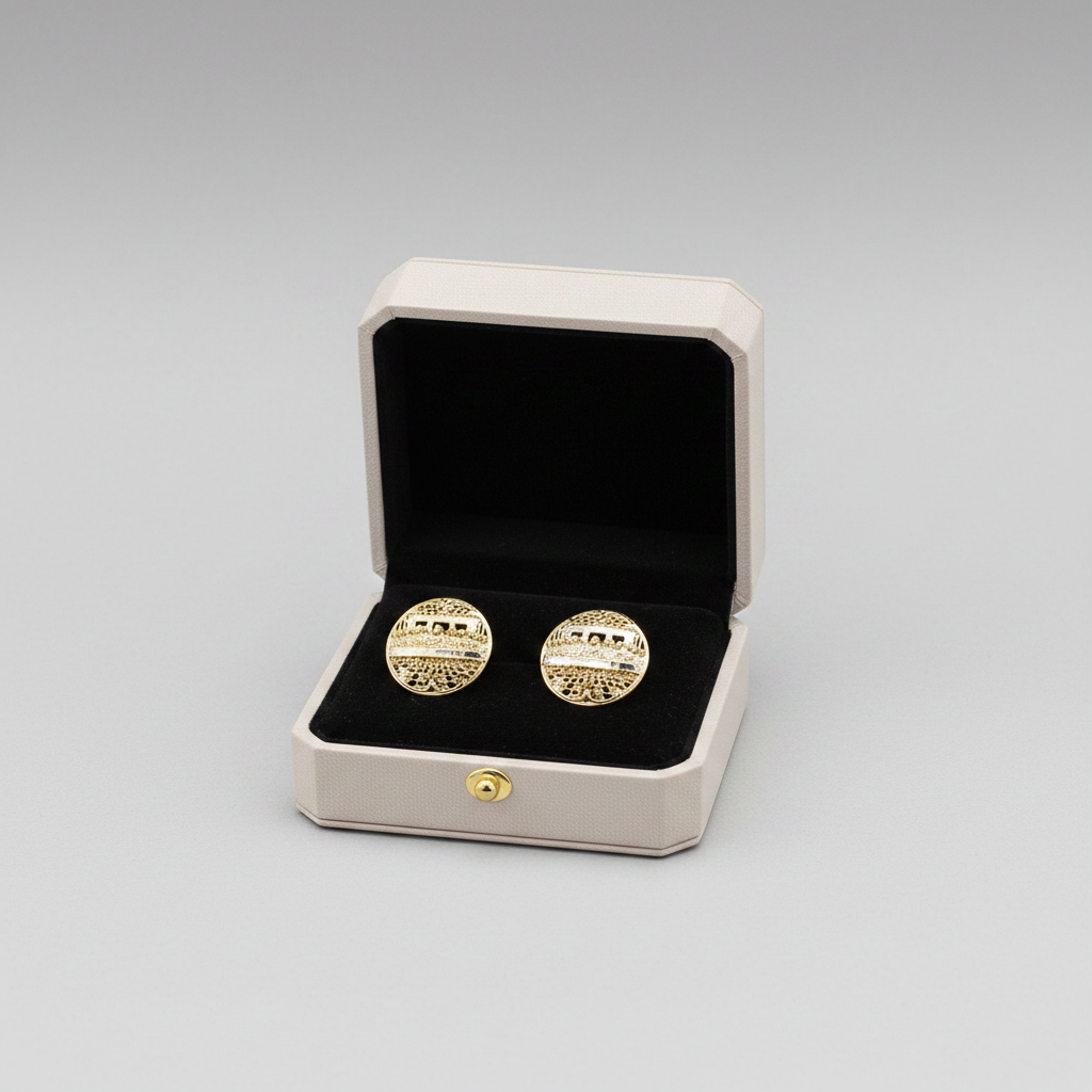 10K Yellow Gold Diamond Cut "Last Supper" Stud Earrings