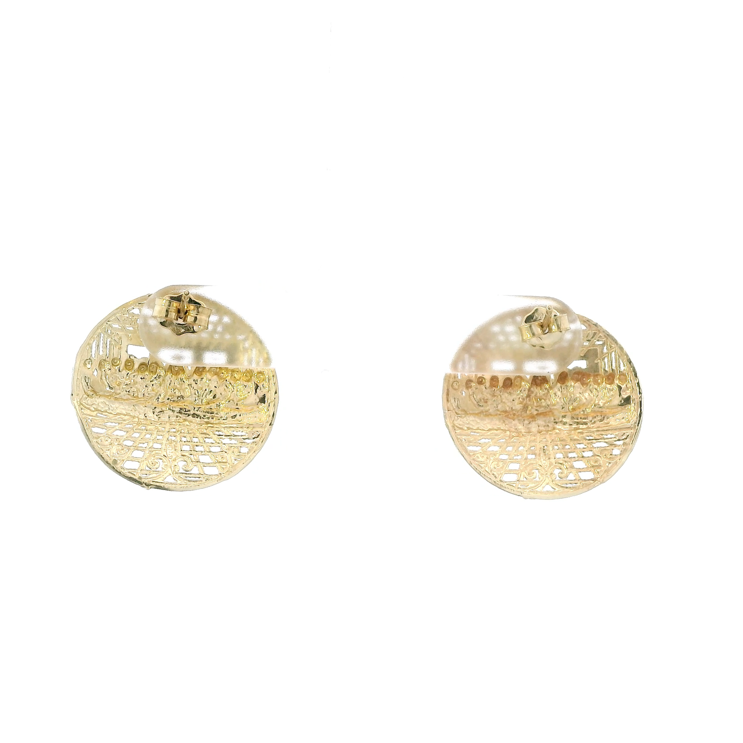 10K Yellow Gold Diamond Cut "Last Supper" Stud Earrings