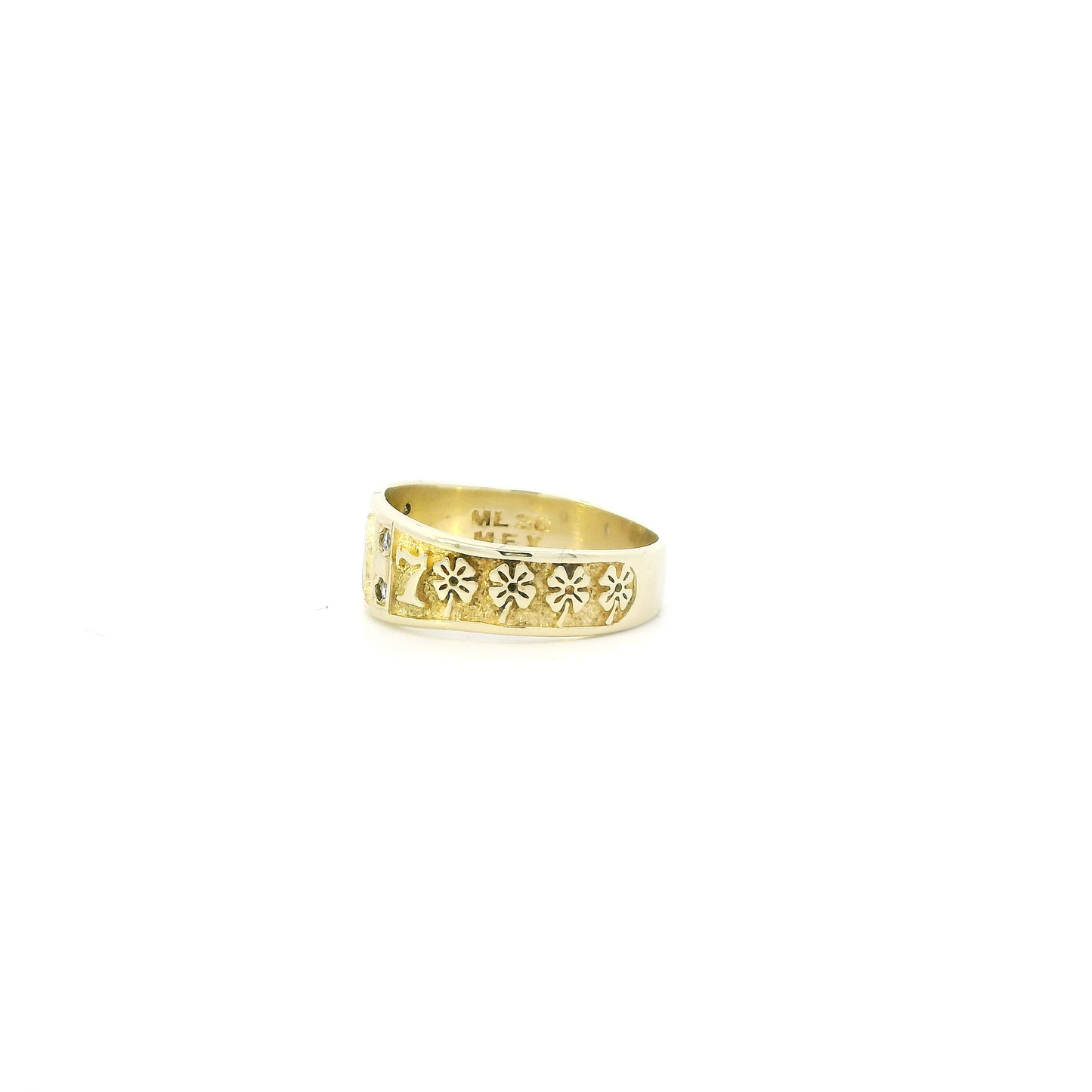 14K Yellow Gold Cz Lucky Symbol Band