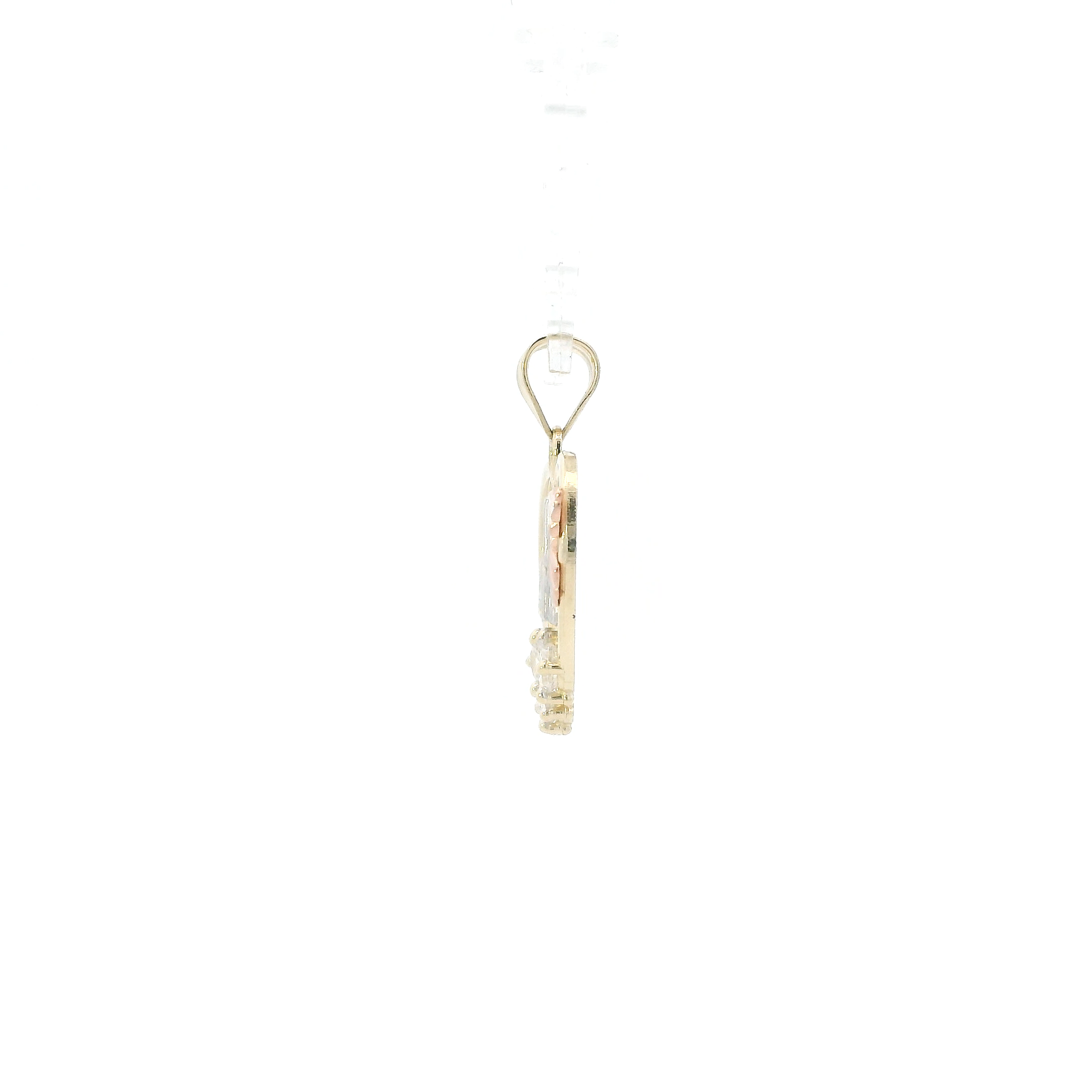 14K Tri Color Gold 15 Anos Heart & Dove Pendant