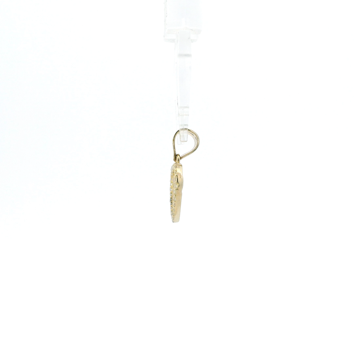 10K Yellow Gold Pave Pink & Clear Heart Pendant