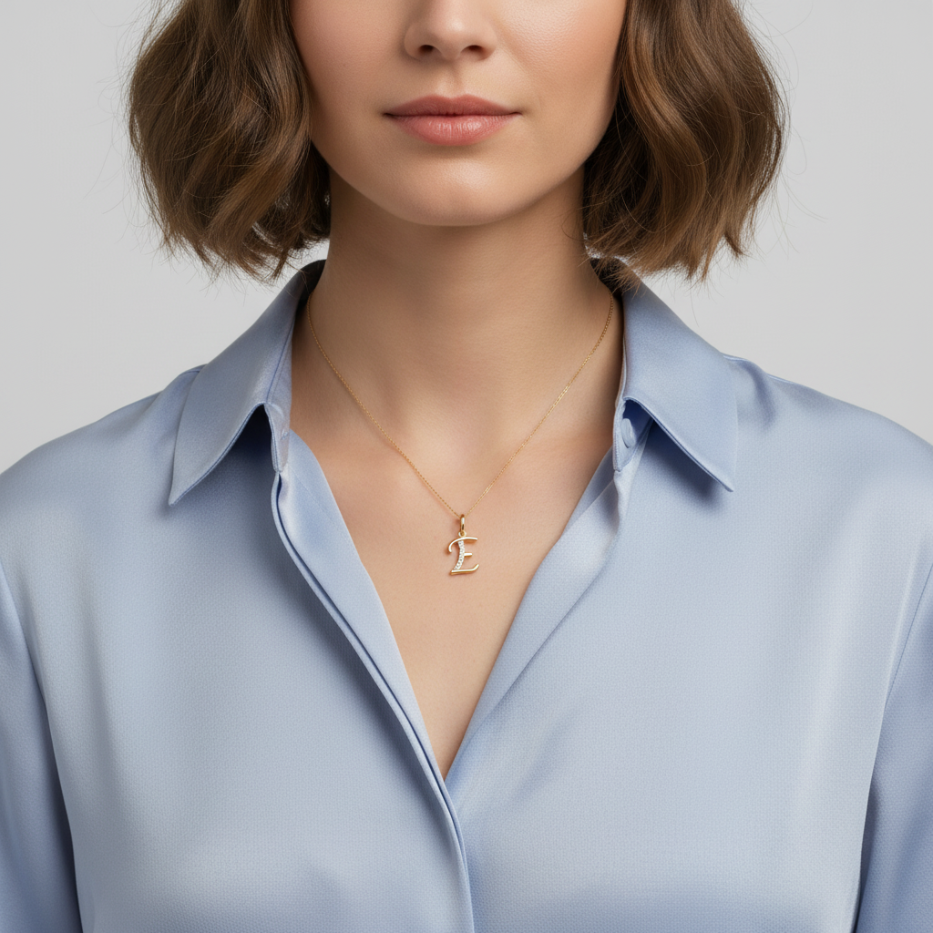 14K Yellow Gold Diamond Cut Letter 