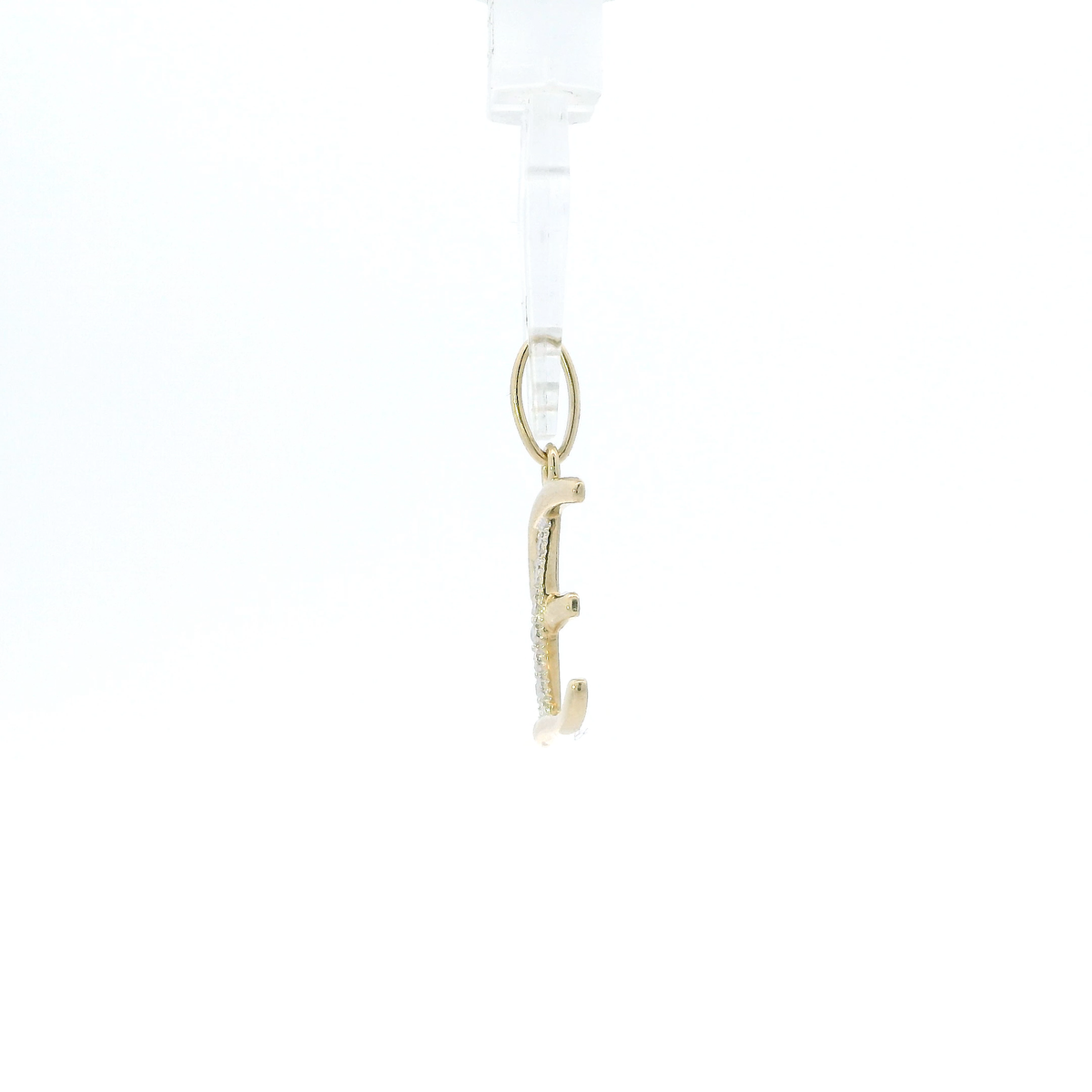 14K Yellow Gold Diamond Cut Letter "E" Pendant