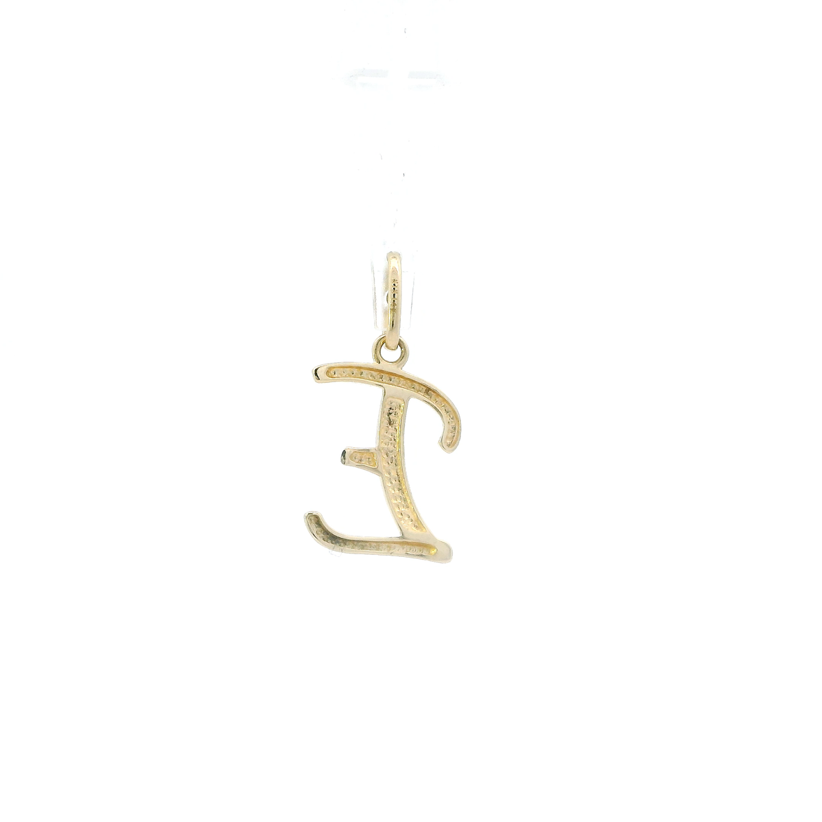 14K Yellow Gold Diamond Cut Letter "E" Pendant