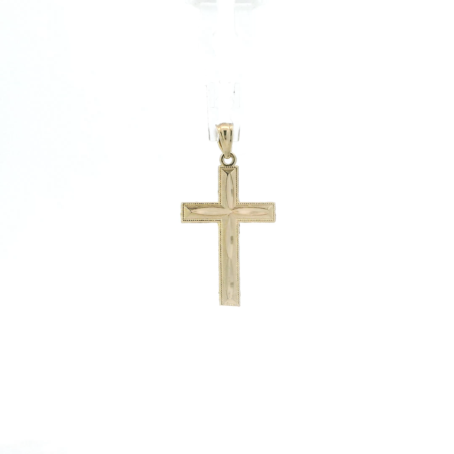 14K Yellow Gold Diamond Cut Cross Pendant
