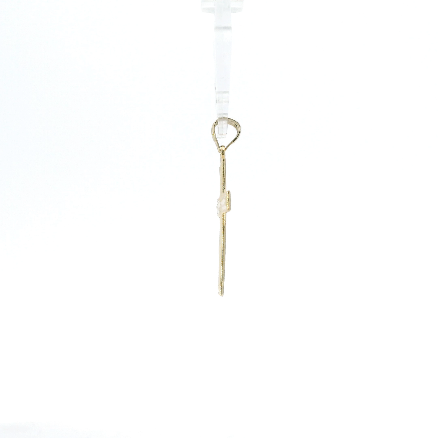 14K Yellow Gold Diamond Cut Cross Pendant