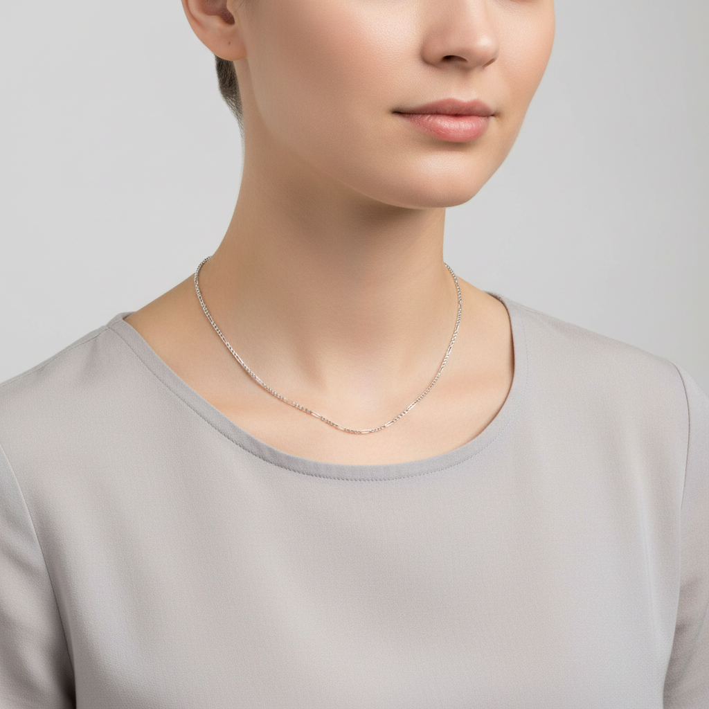14K White Gold 17.5" Wheat Chain