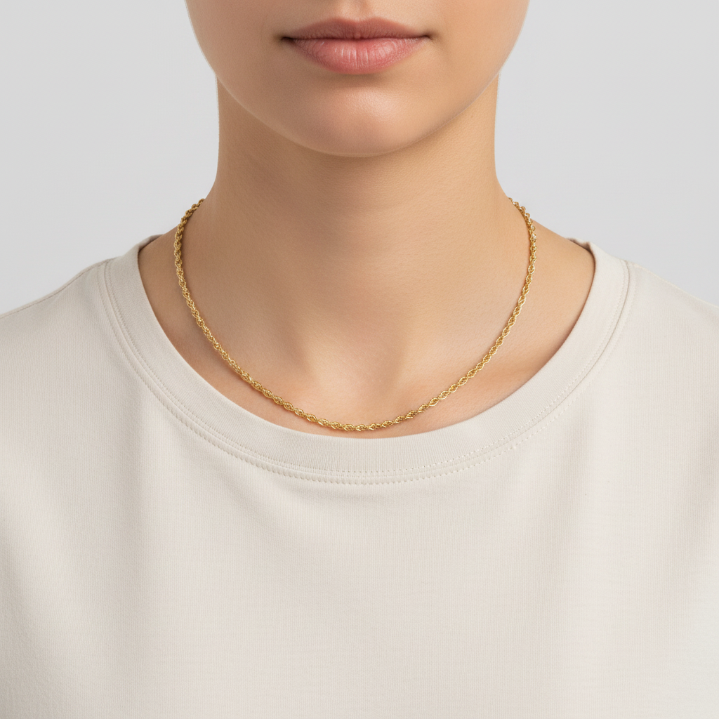 10K Yellow Gold 18" Hollow Rope Chain