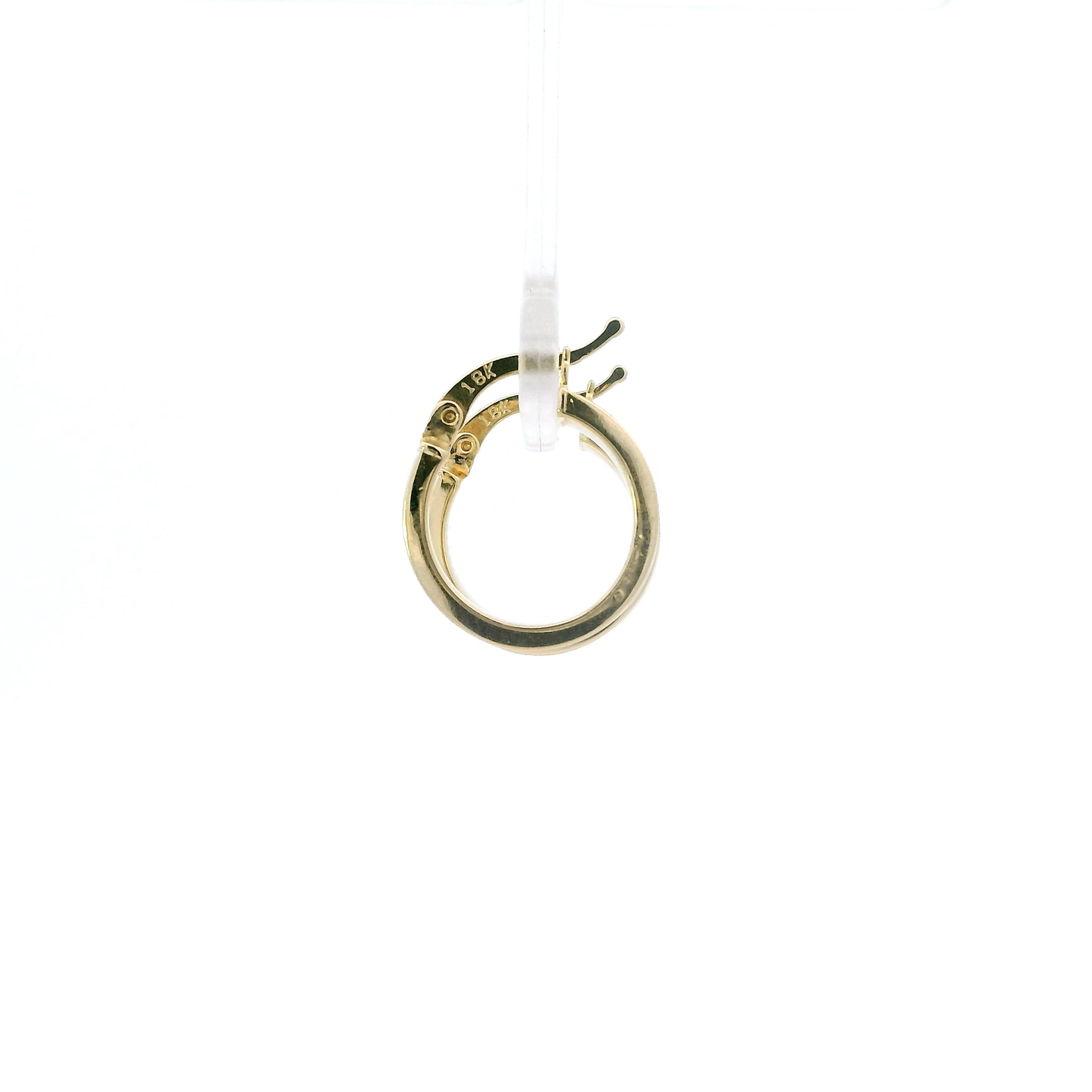 18K Yellow Gold Screw Design Hoop Earrings