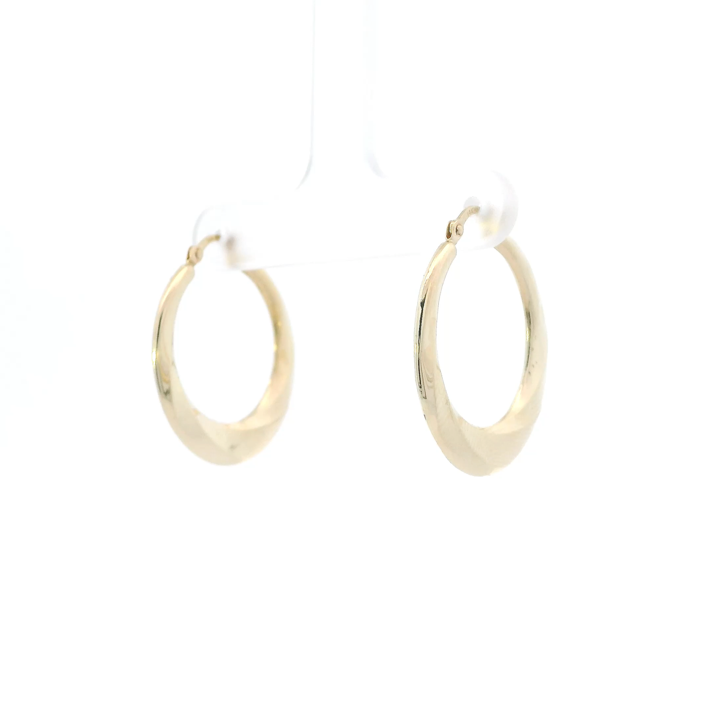 14K Yellow Gold Flat Textured Hoop Earrings