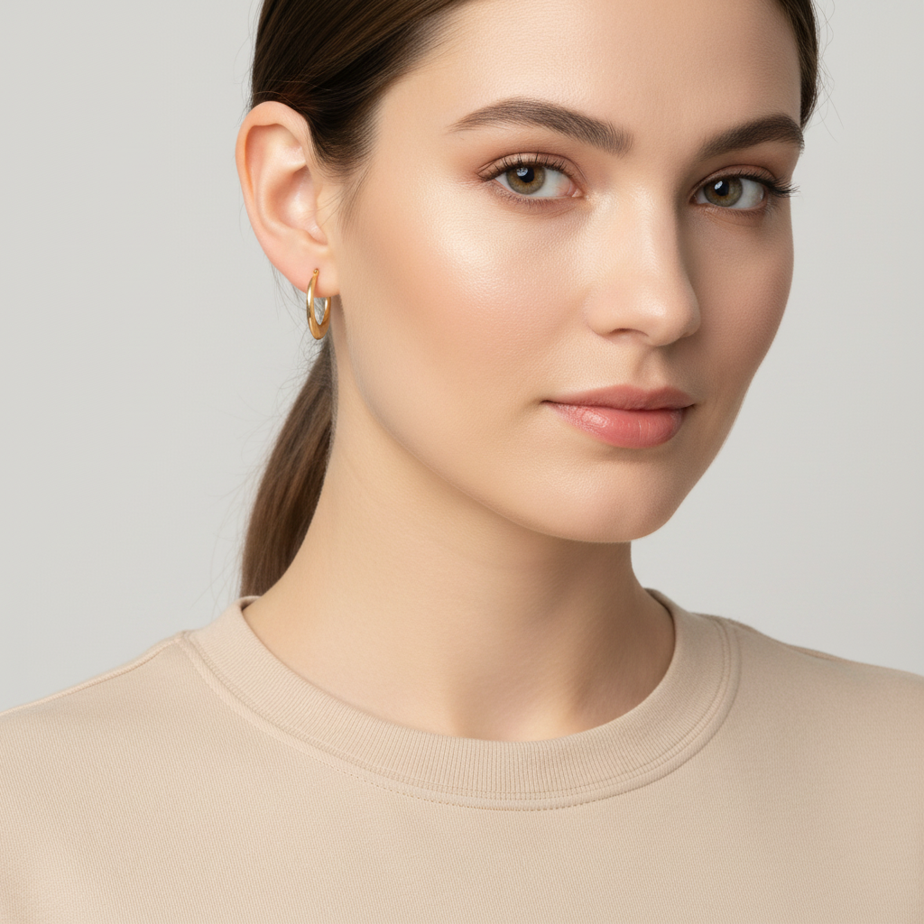 14K Yellow Gold Flat Textured Hoop Earrings