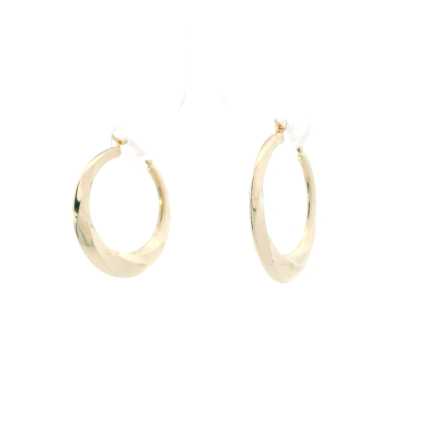 14K Yellow Gold Flat Textured Hoop Earrings