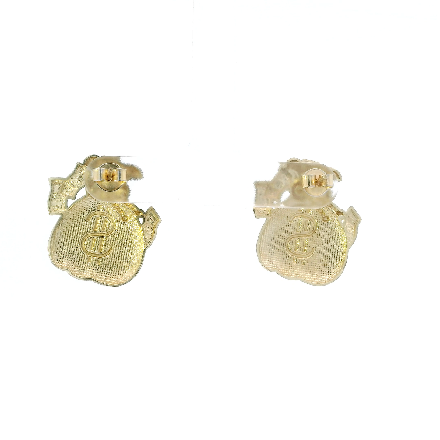 10K Yellow Gold Money Bag Stud Earrings
