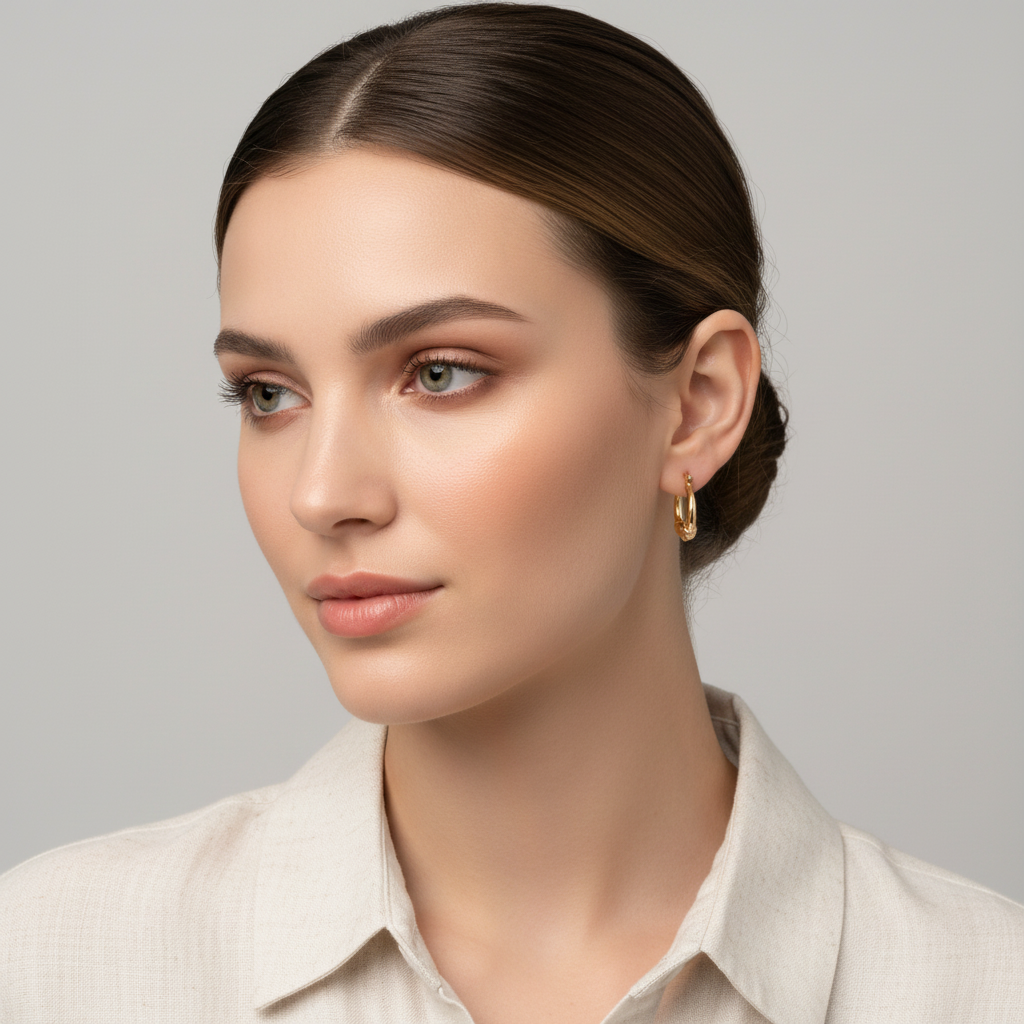 14K Yellow Gold Ram Head Hoop Earrings