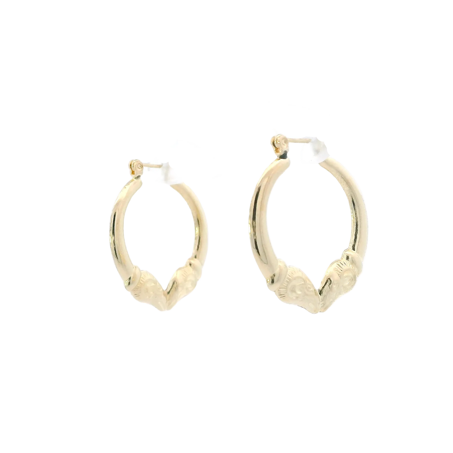14K Yellow Gold Ram Head Hoops