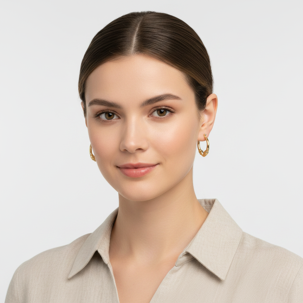 14K Yellow Gold Ram Head Hoops