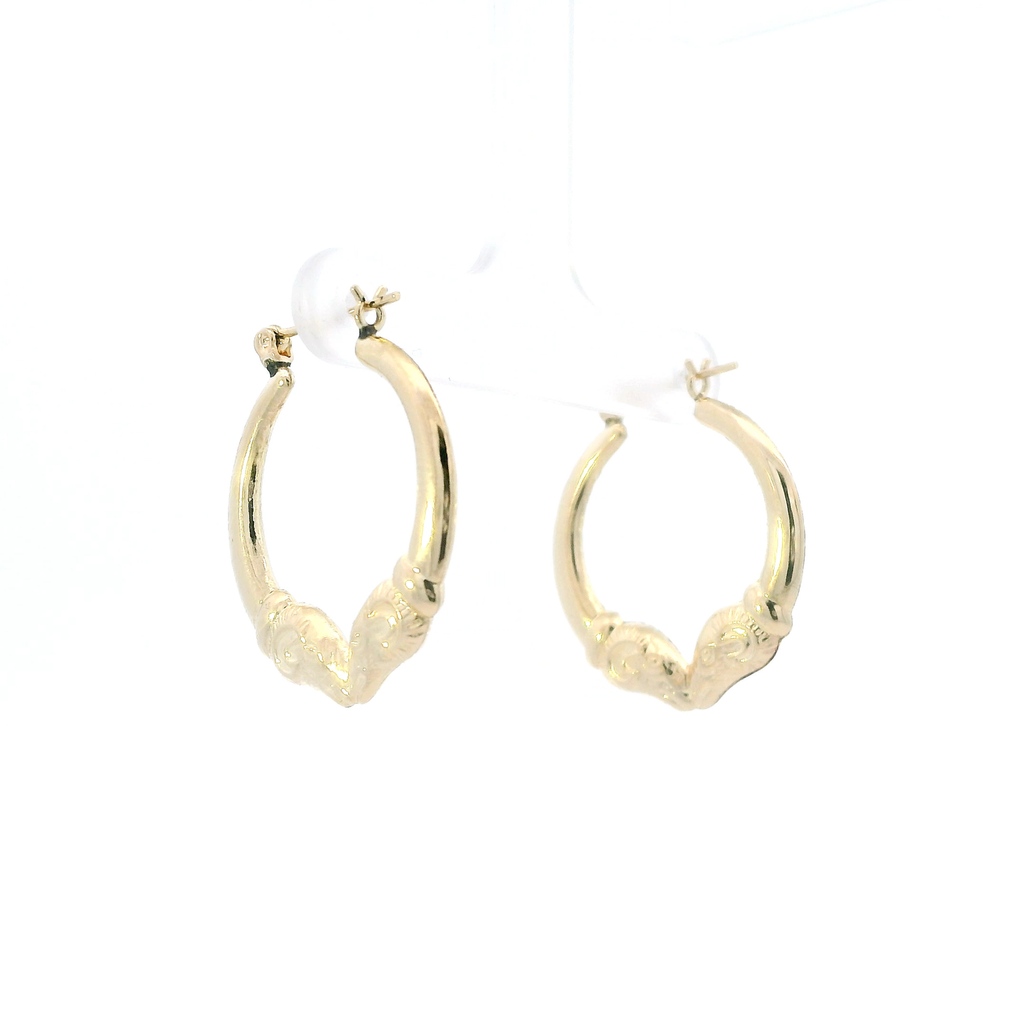 14K Yellow Gold Ram Head Hoops