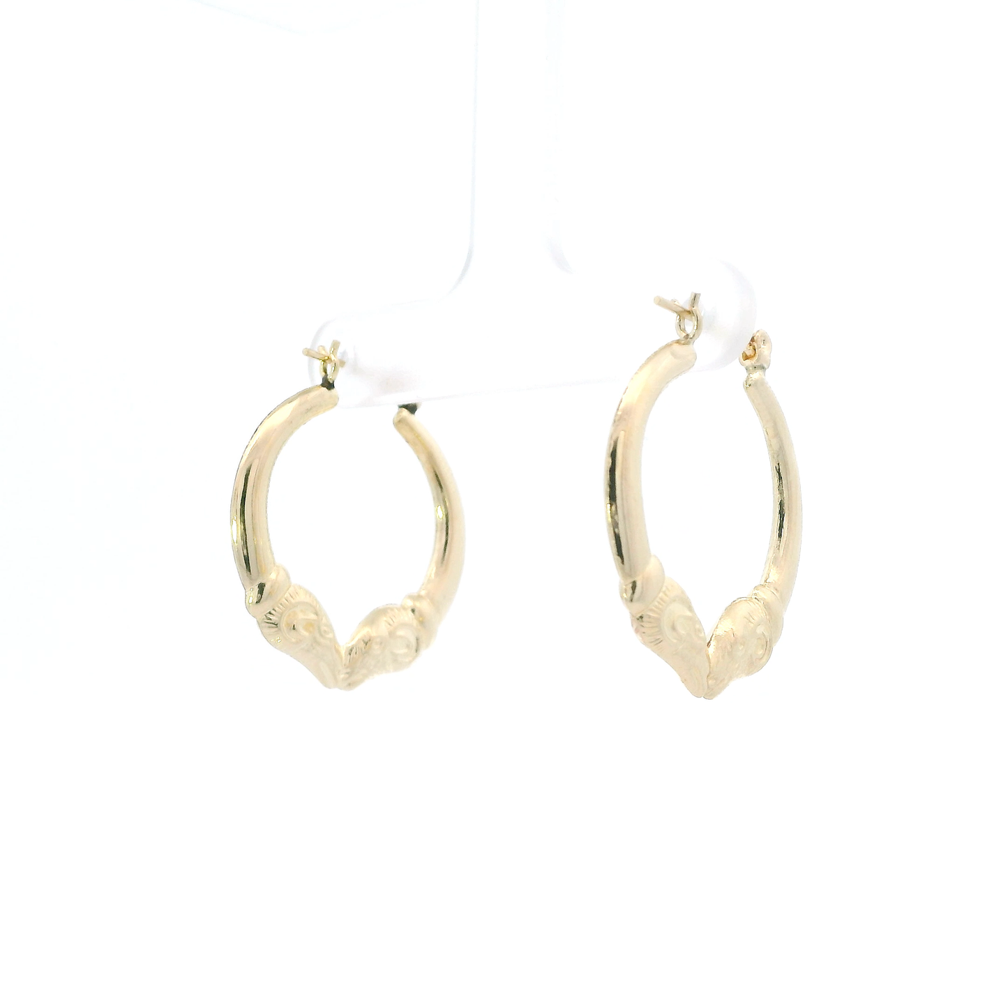 14K Yellow Gold Ram Head Hoops