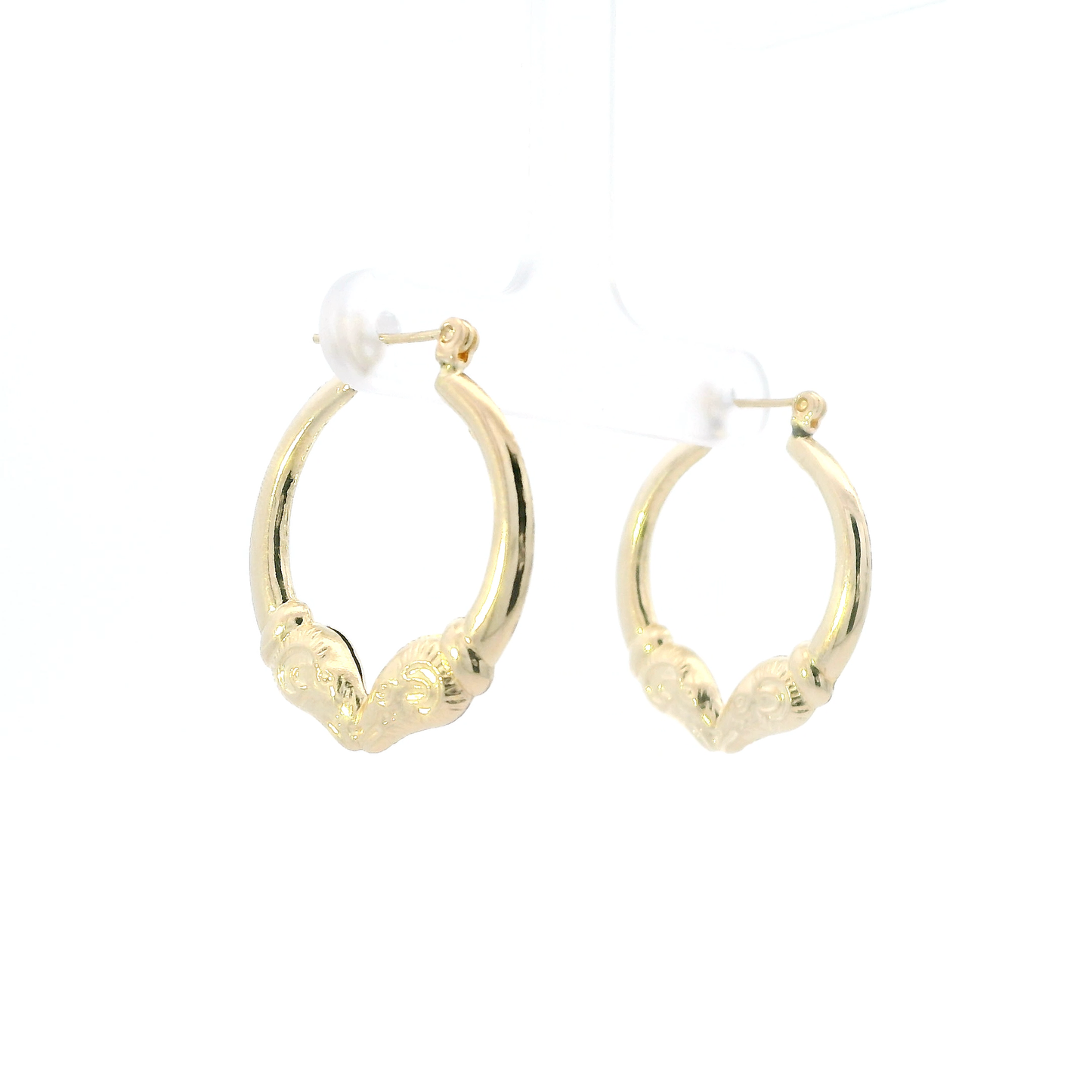14K Yellow Gold Ram Head Hoops