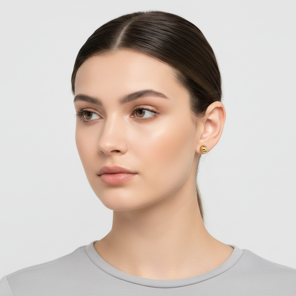 18K Yellow Gold Ball Stud Earrings