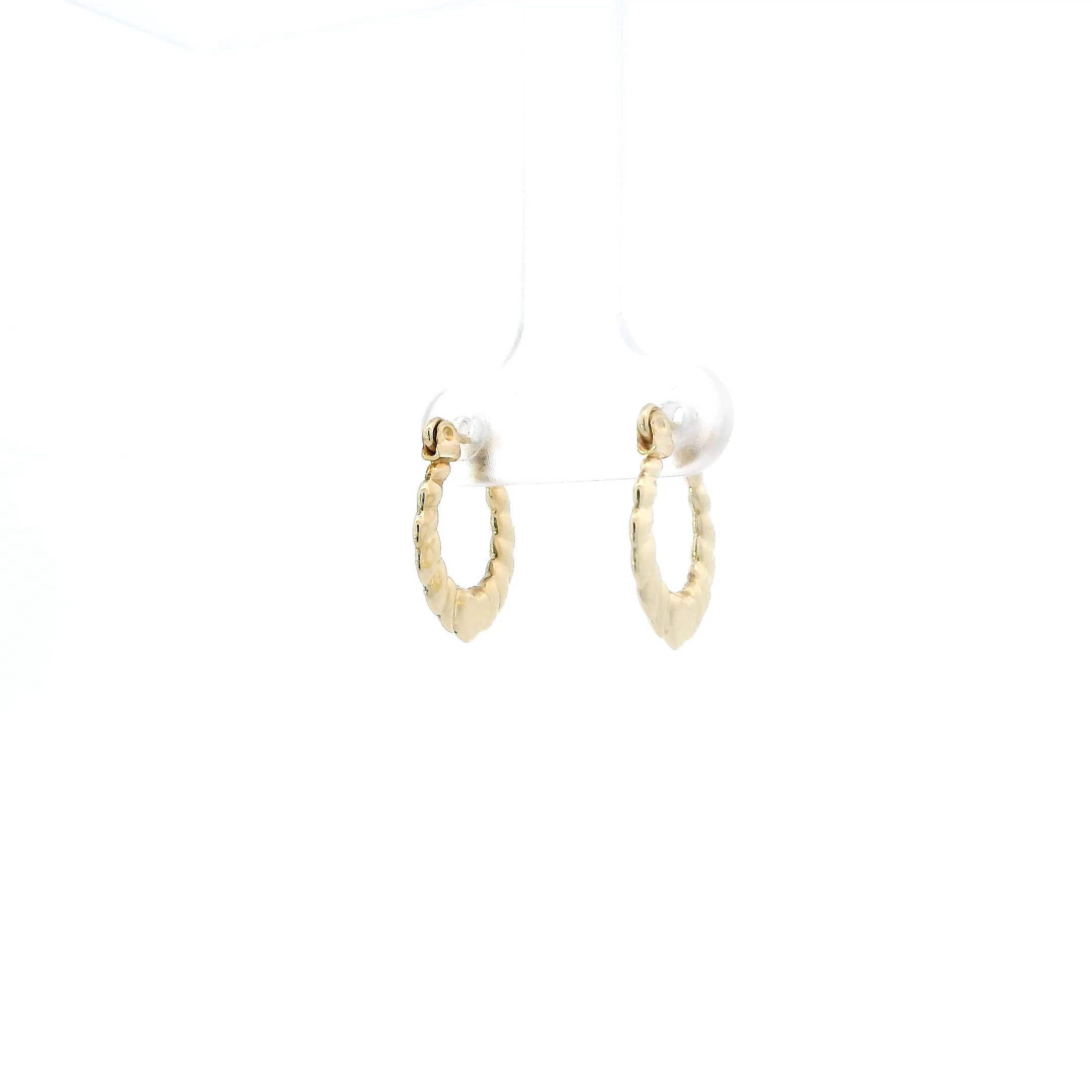 10K Yellow Gold Scalloped Heart Hoop Earrings