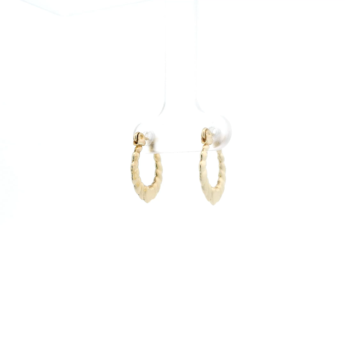 10K Yellow Gold Scalloped Heart Hoop Earrings