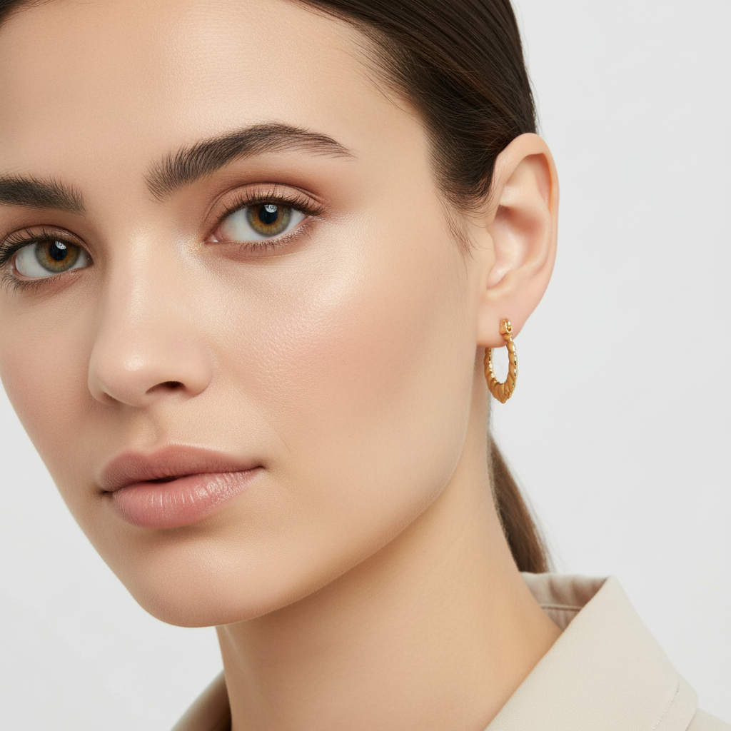 10K Yellow Gold Scalloped Heart Hoop Earrings