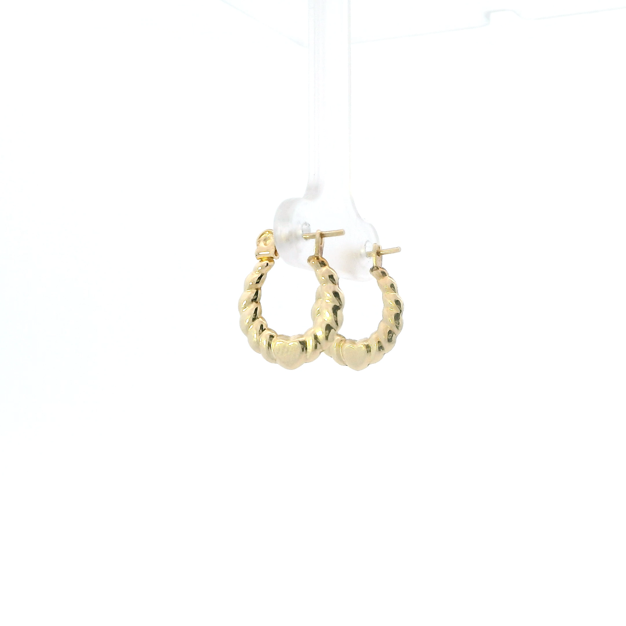 10K Yellow Gold Scalloped Heart Hoop Earrings