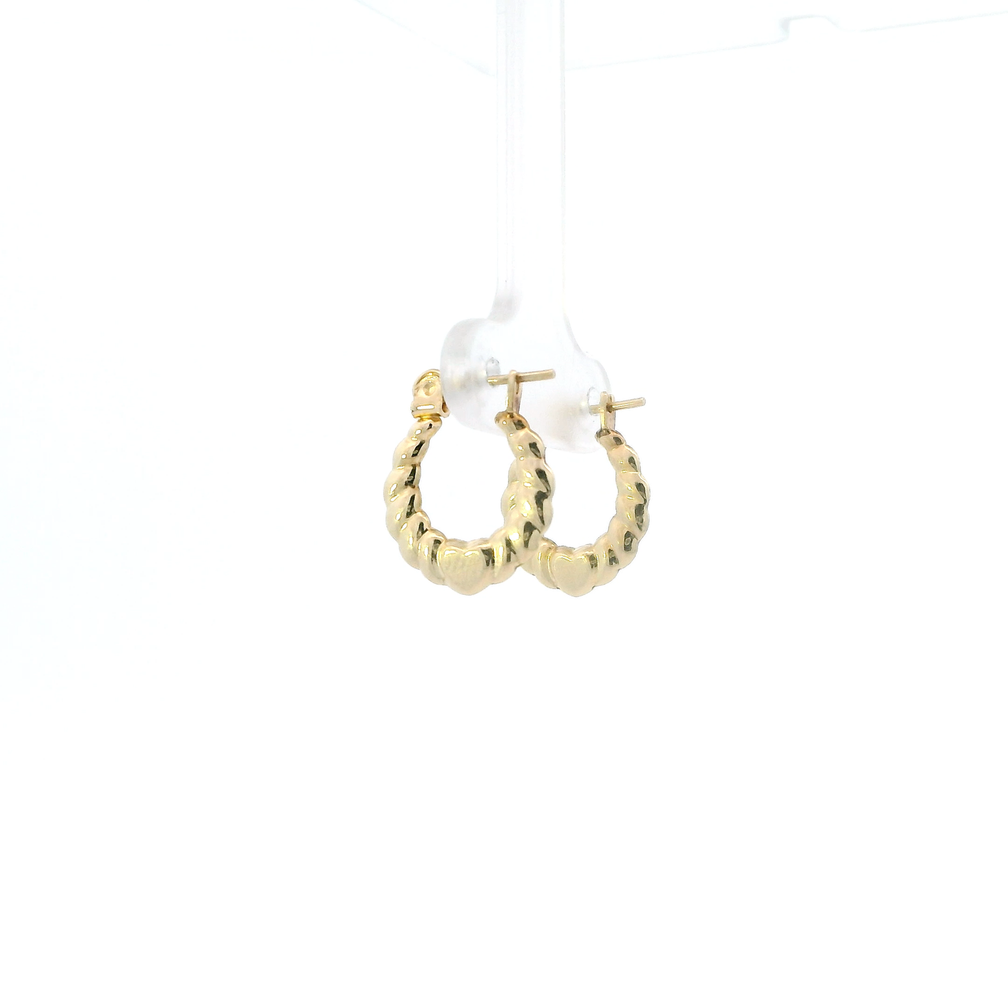 10K Yellow Gold Scalloped Heart Hoop Earrings