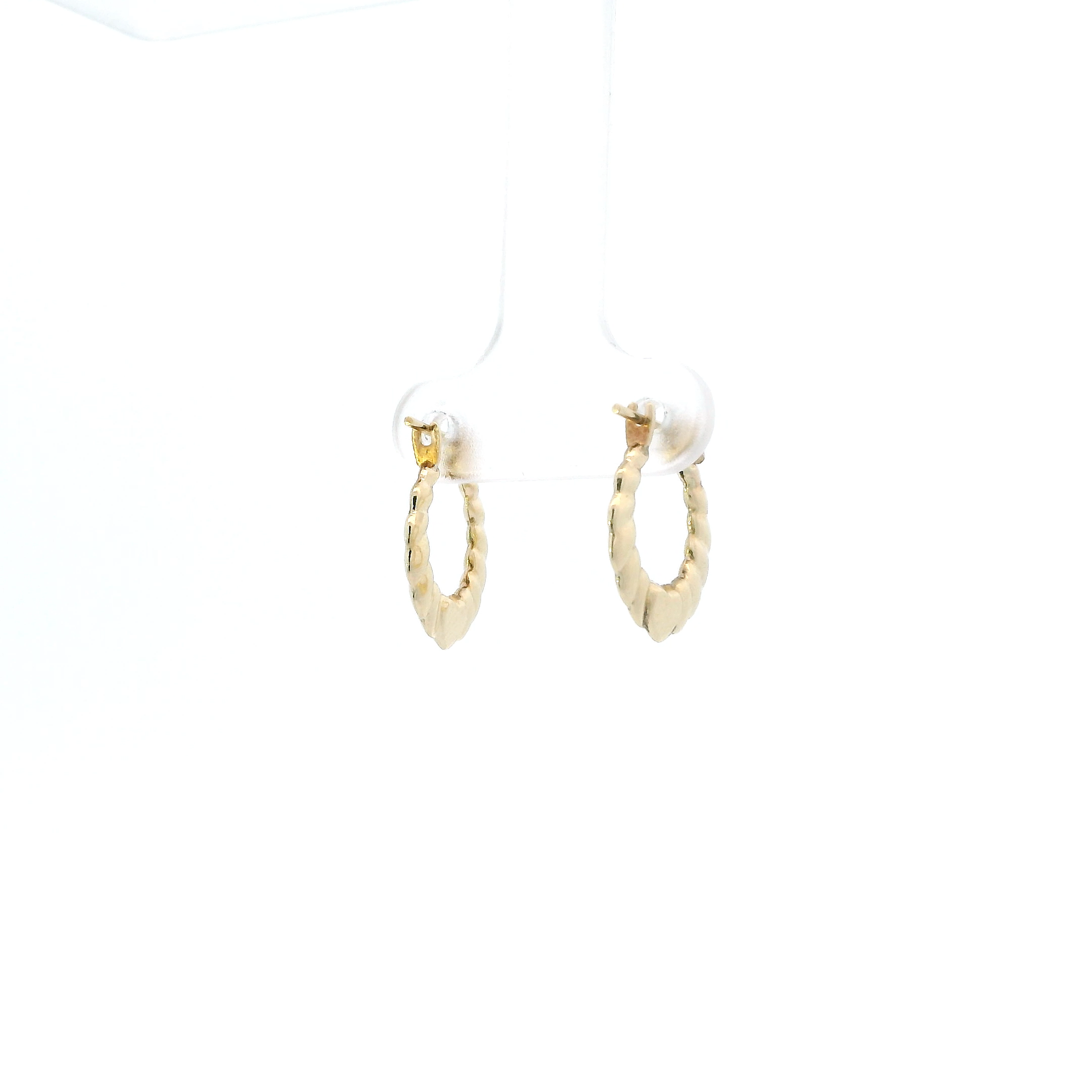 10K Yellow Gold Scalloped Heart Hoop Earrings
