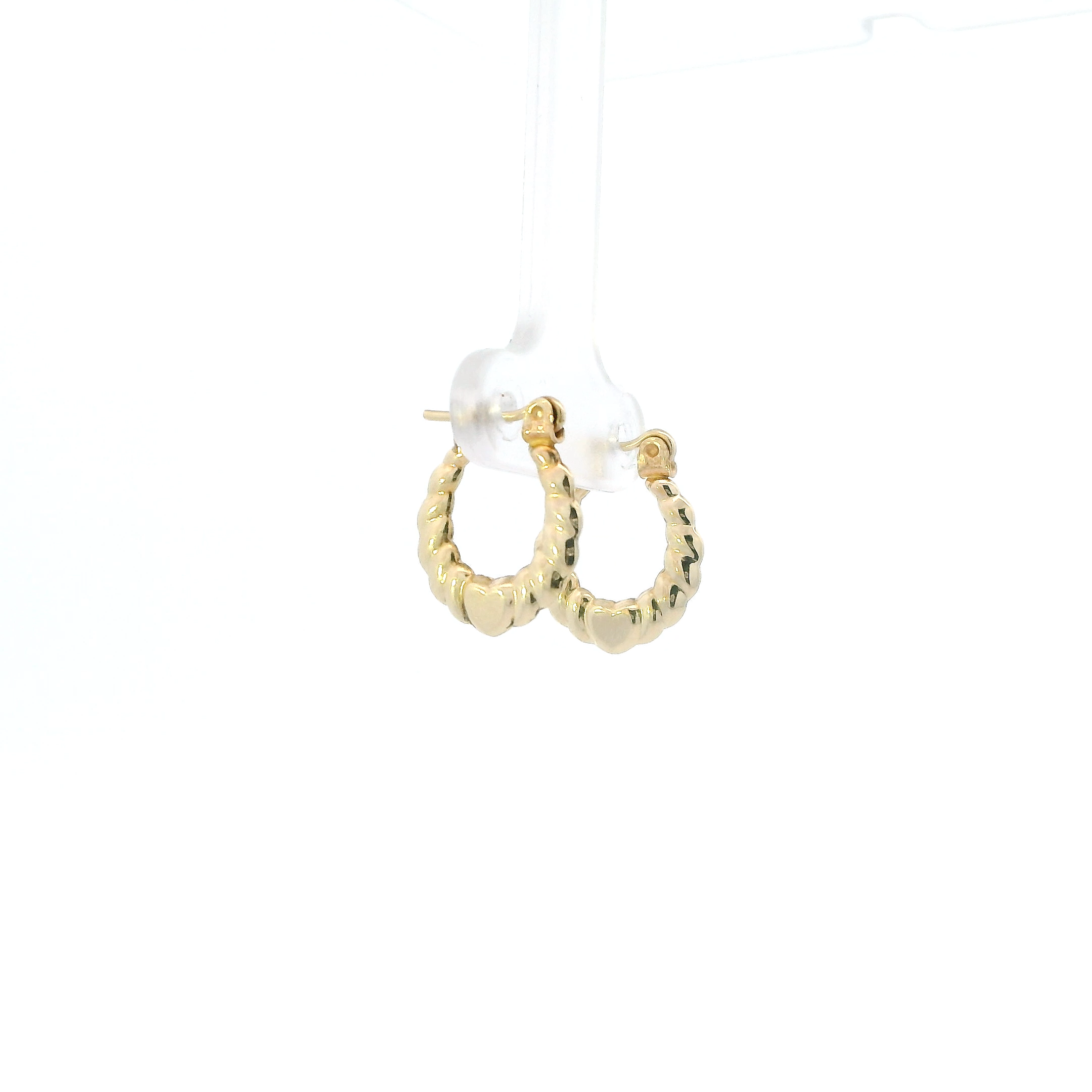 10K Yellow Gold Scalloped Heart Hoop Earrings