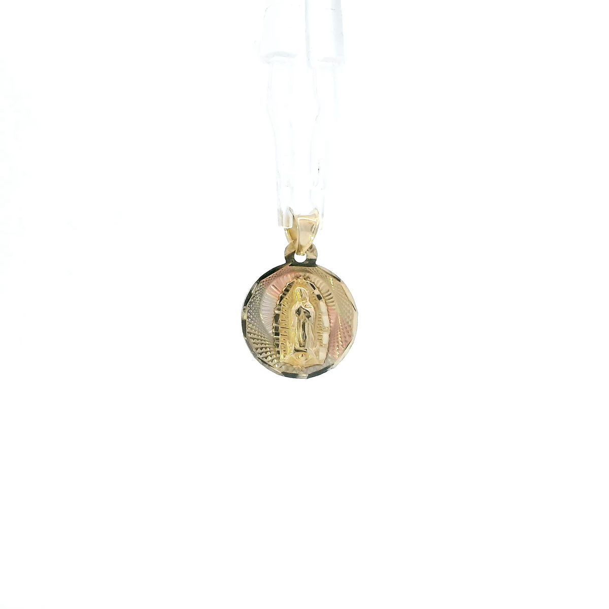 14K Tri Color Gold Round Religious Pendant