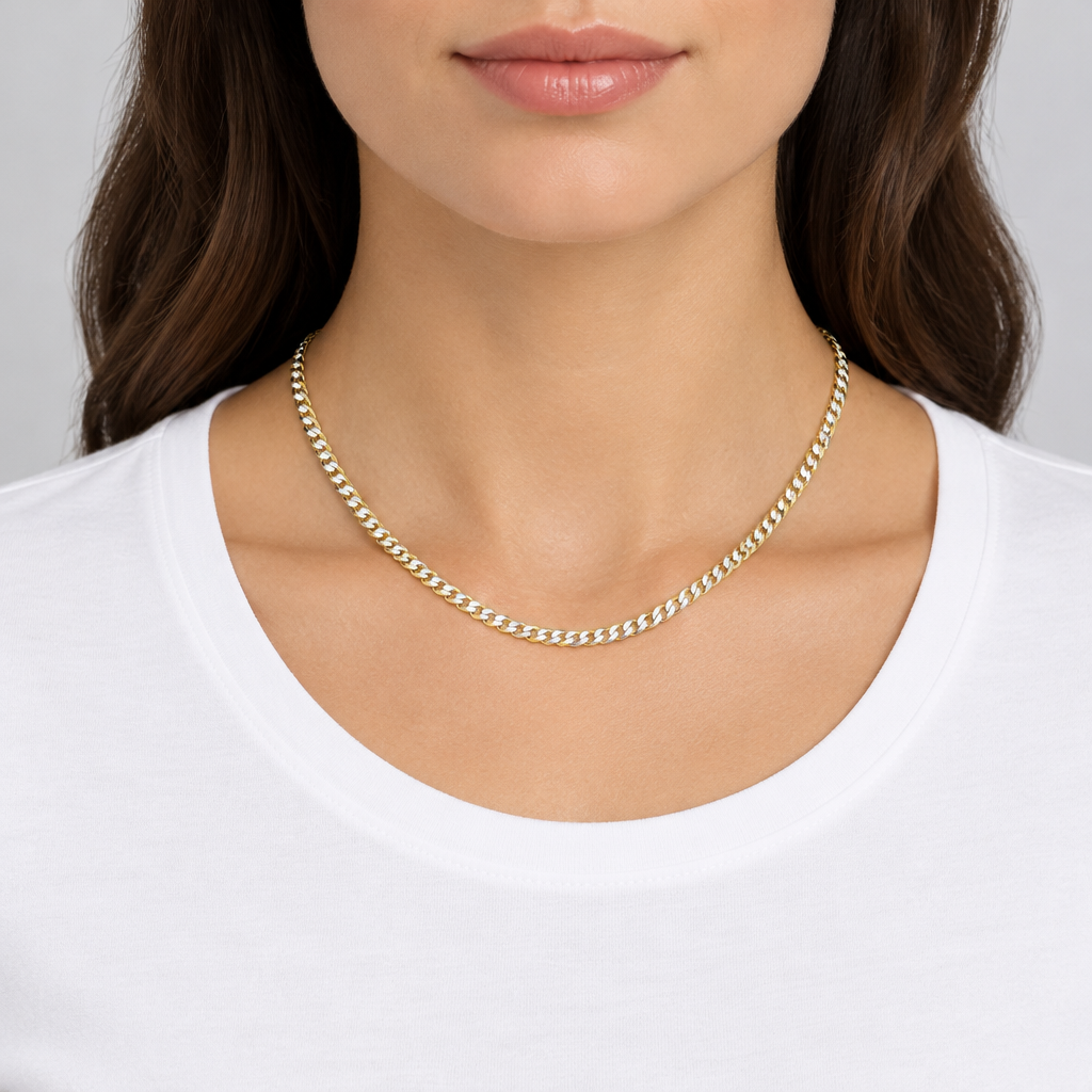 14K Yellow Gold 16" Diamond Cut Curb Chain